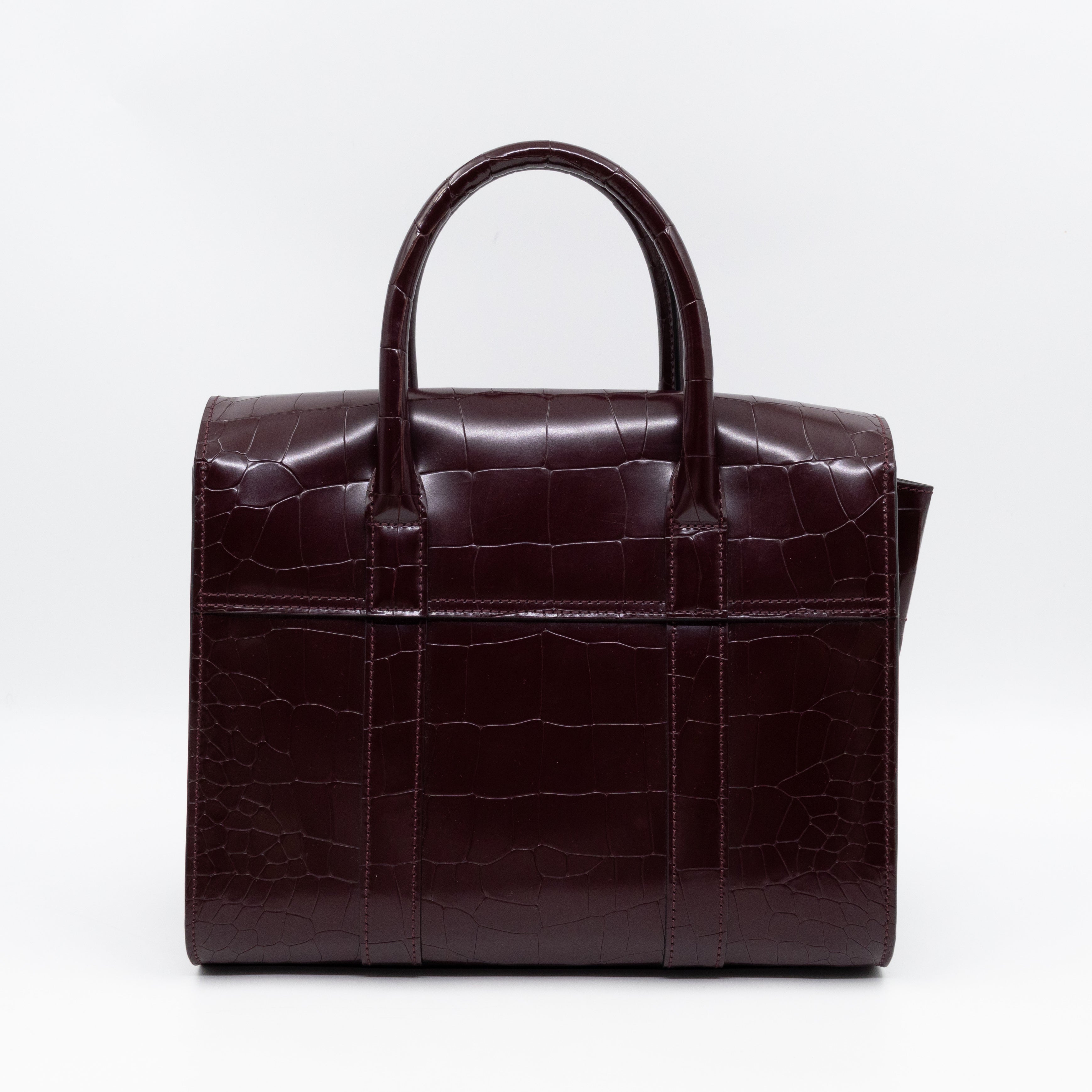 Small Bayswater Oxblood Polished Croc Embossed Leather