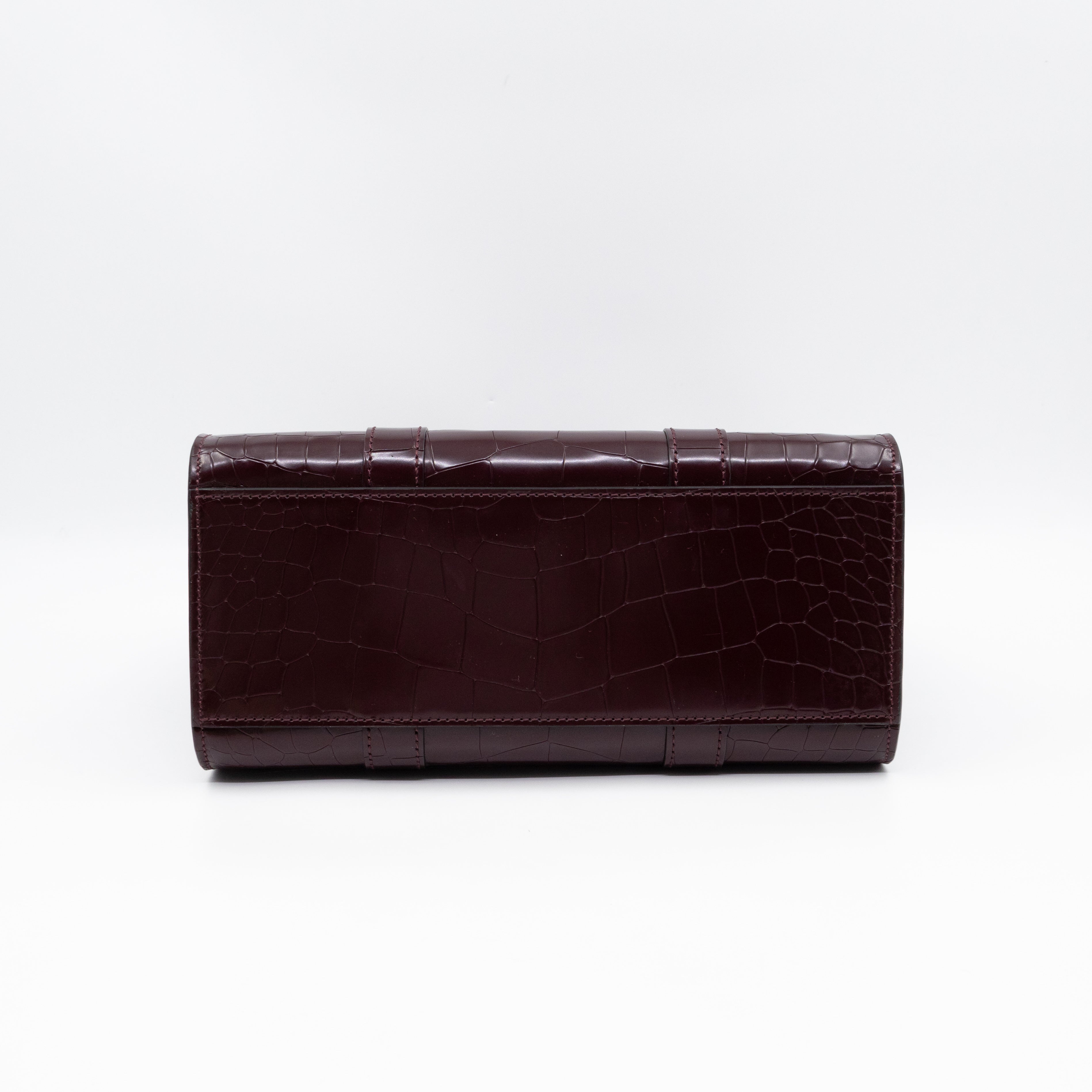 Small Bayswater Oxblood Polished Croc Embossed Leather