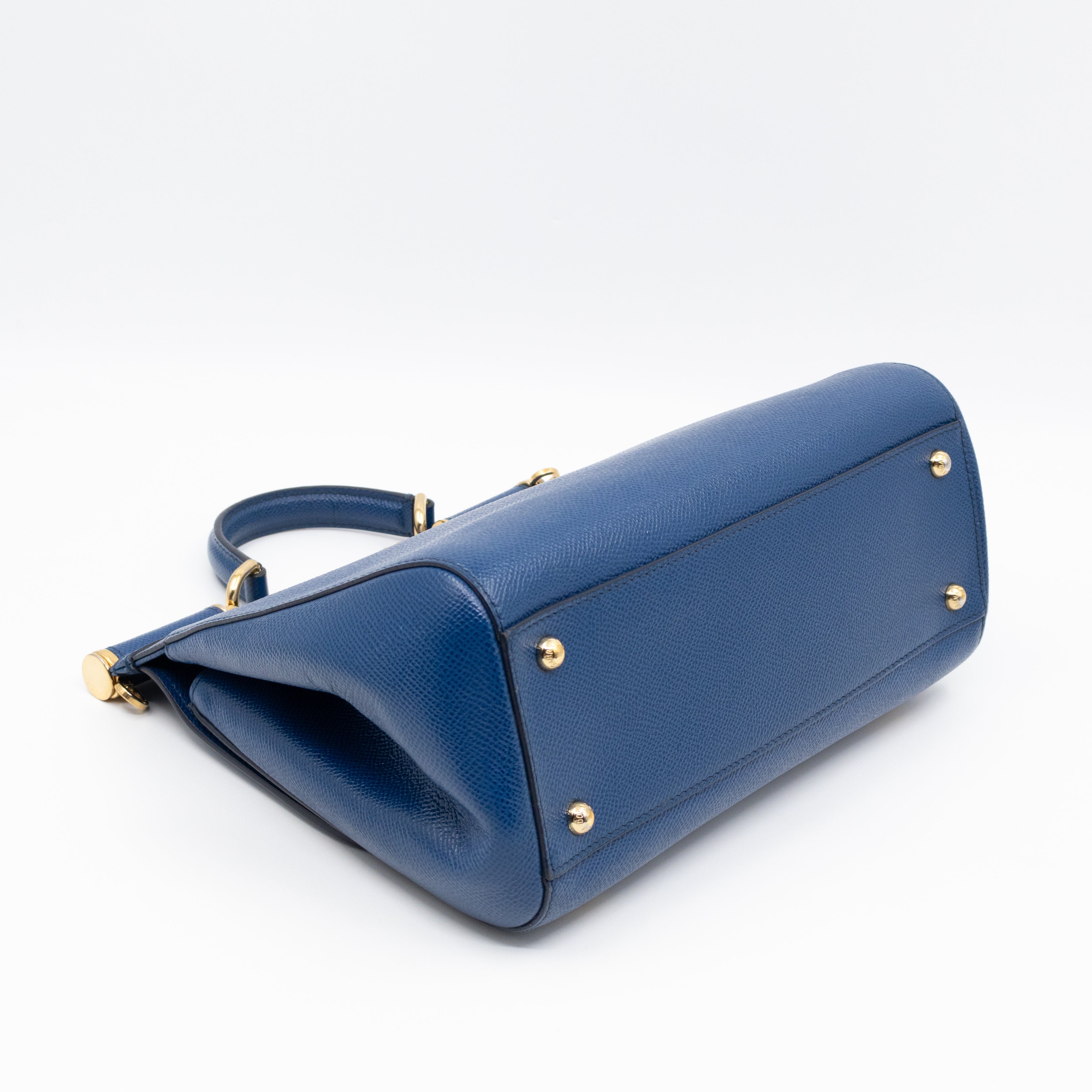 Sicily Medium Drummer Print Blue Leather