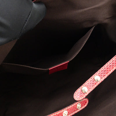 Trophy Small Tote Bag Beige GG Canvas Red Python Leather