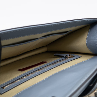 Large Rockstud Glam Lock Top Handle Bag Blue Leather