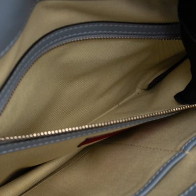 Large Rockstud Glam Lock Top Handle Bag Blue Leather