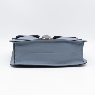 Large Rockstud Glam Lock Top Handle Bag Blue Leather