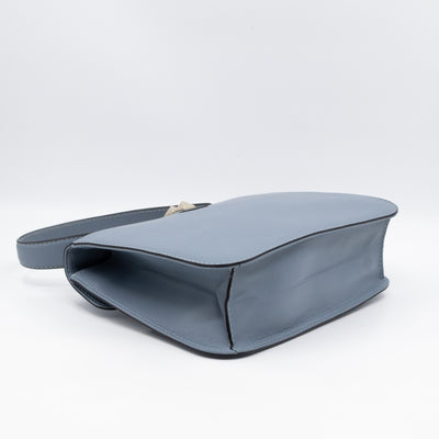 Large Rockstud Glam Lock Top Handle Bag Blue Leather