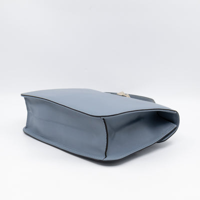 Large Rockstud Glam Lock Top Handle Bag Blue Leather