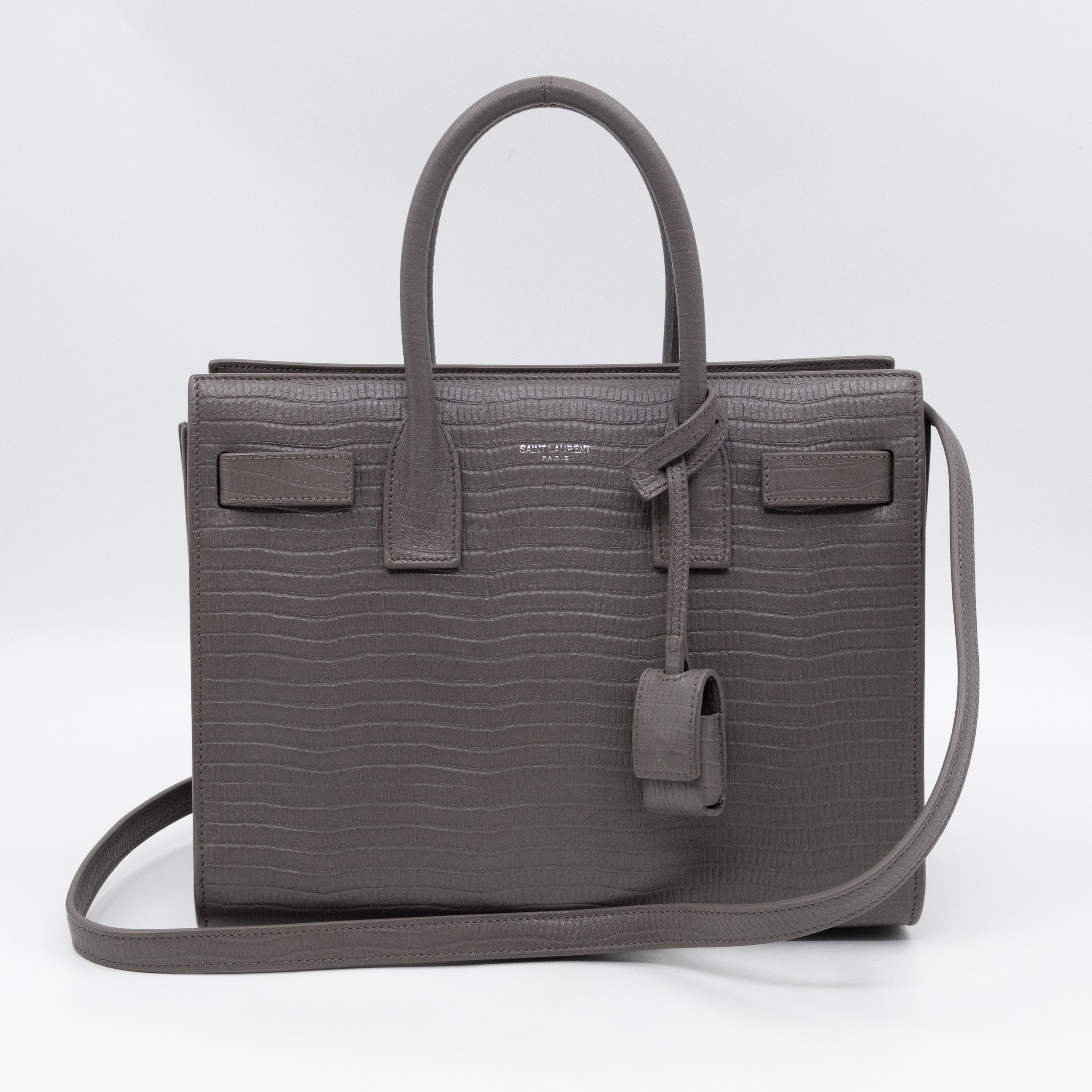 Sac de Jour Baby Gray Lizard Embossed Leather