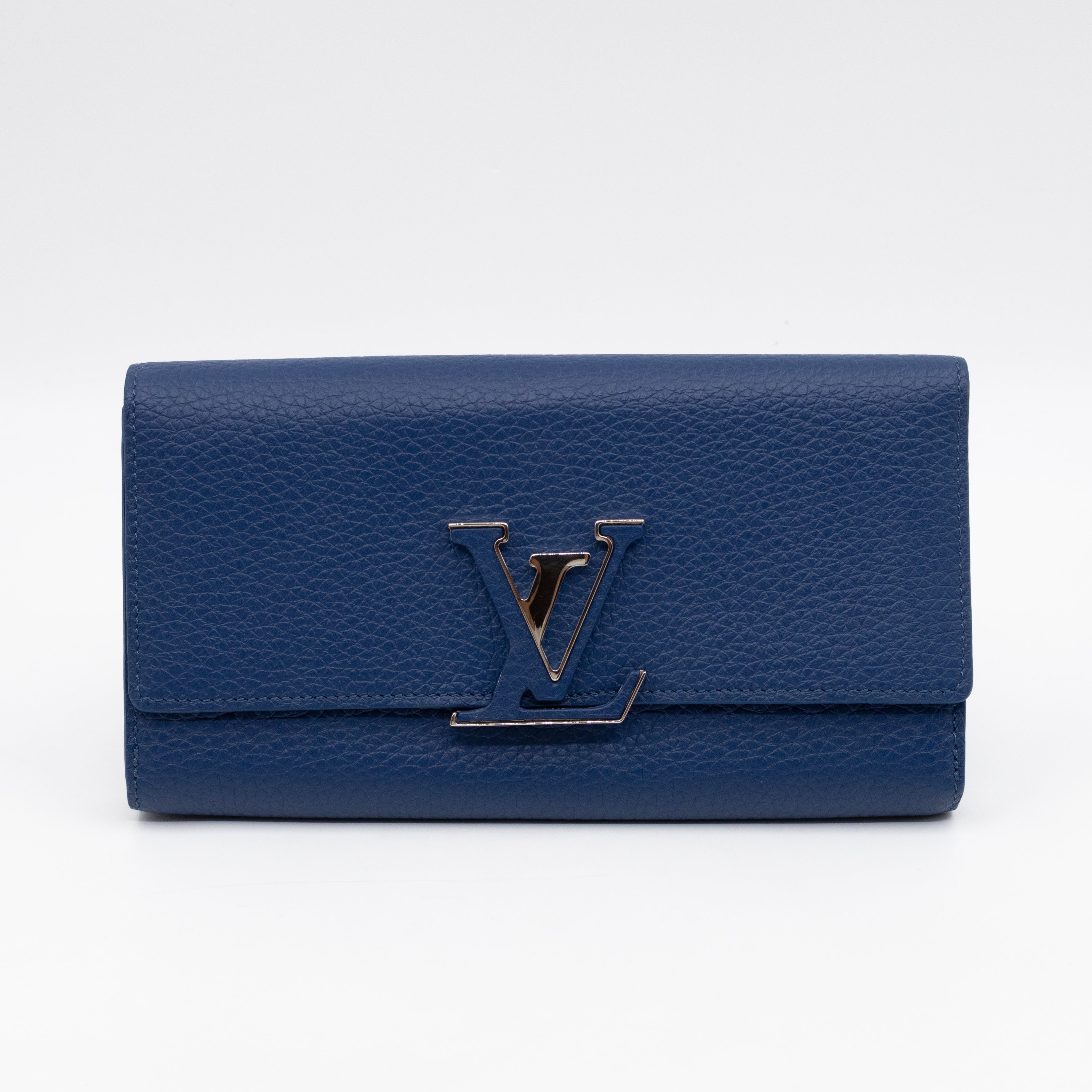 Capucines Wallet Blue Taurillon Leather