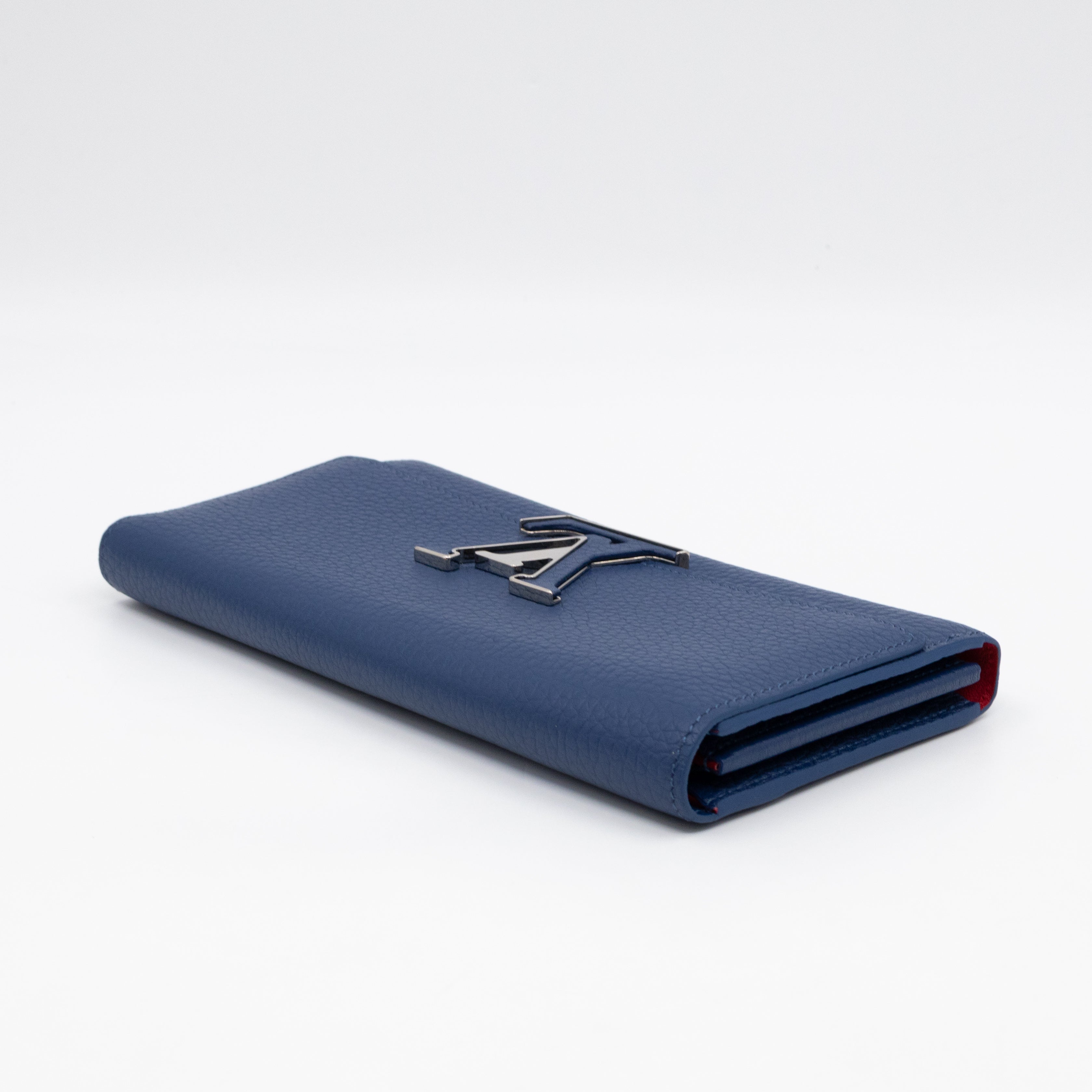 Capucines Wallet Blue Taurillon Leather