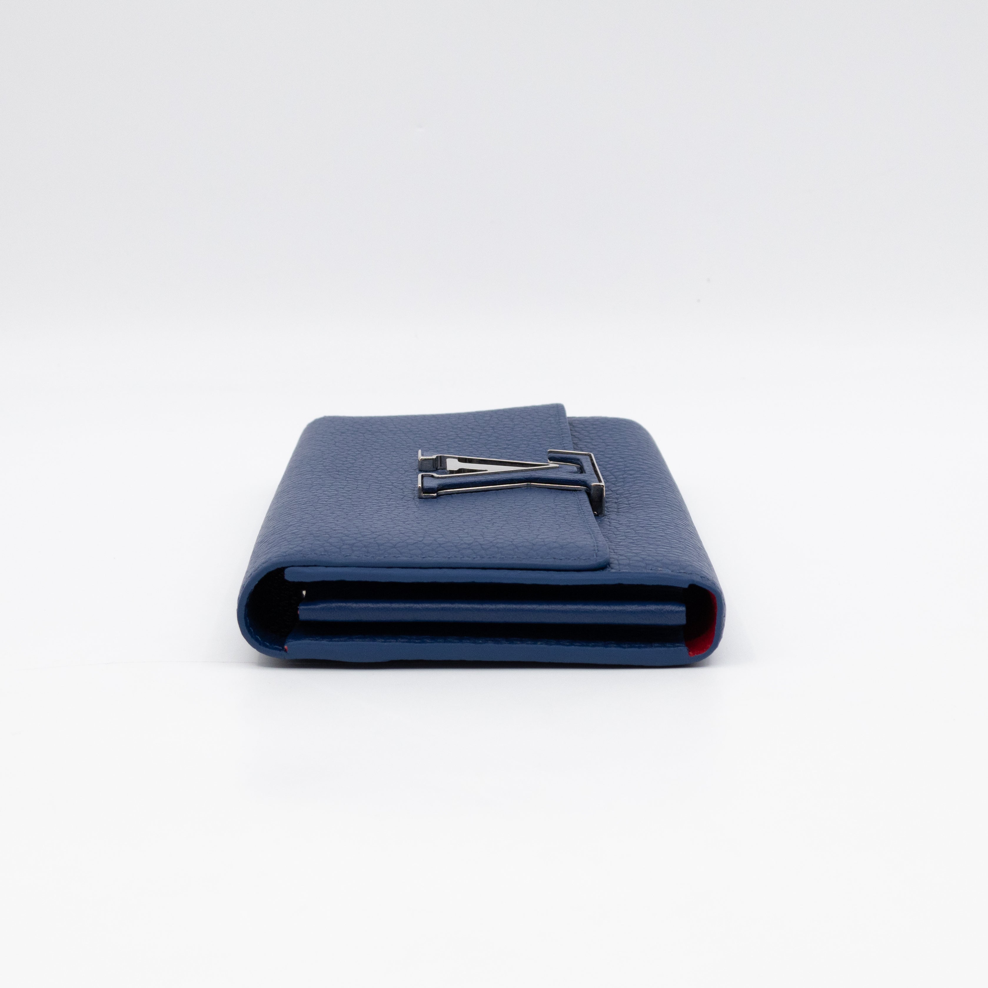 Capucines Wallet Blue Taurillon Leather