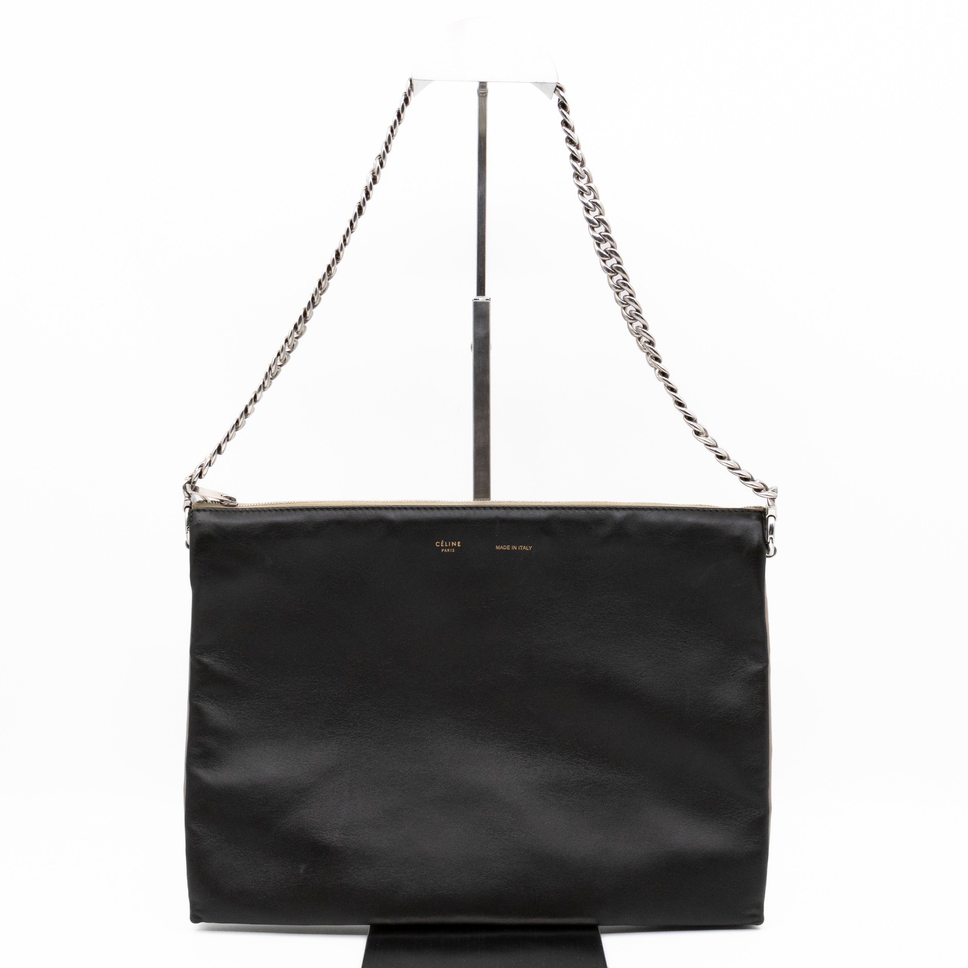 Soft Trio Zipped Bag Dark Green Leather