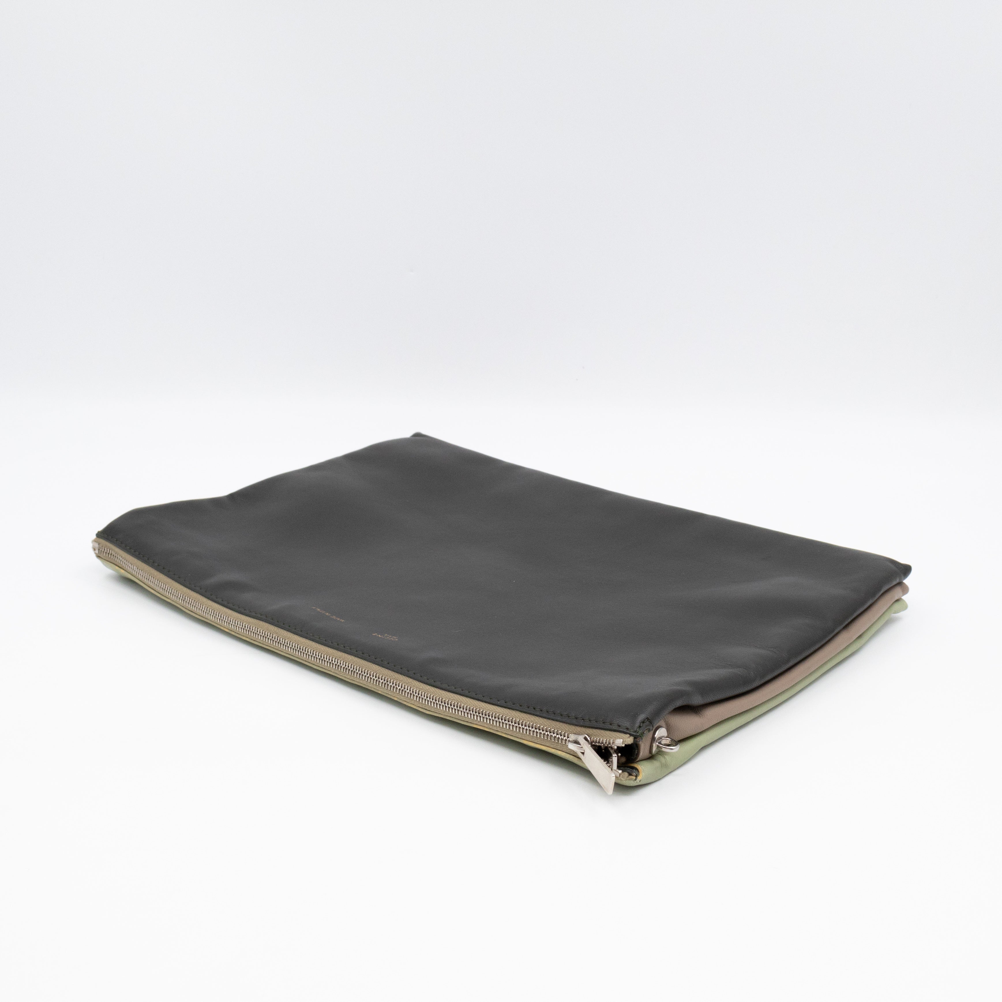 Soft Trio Zipped Bag Dark Green Leather
