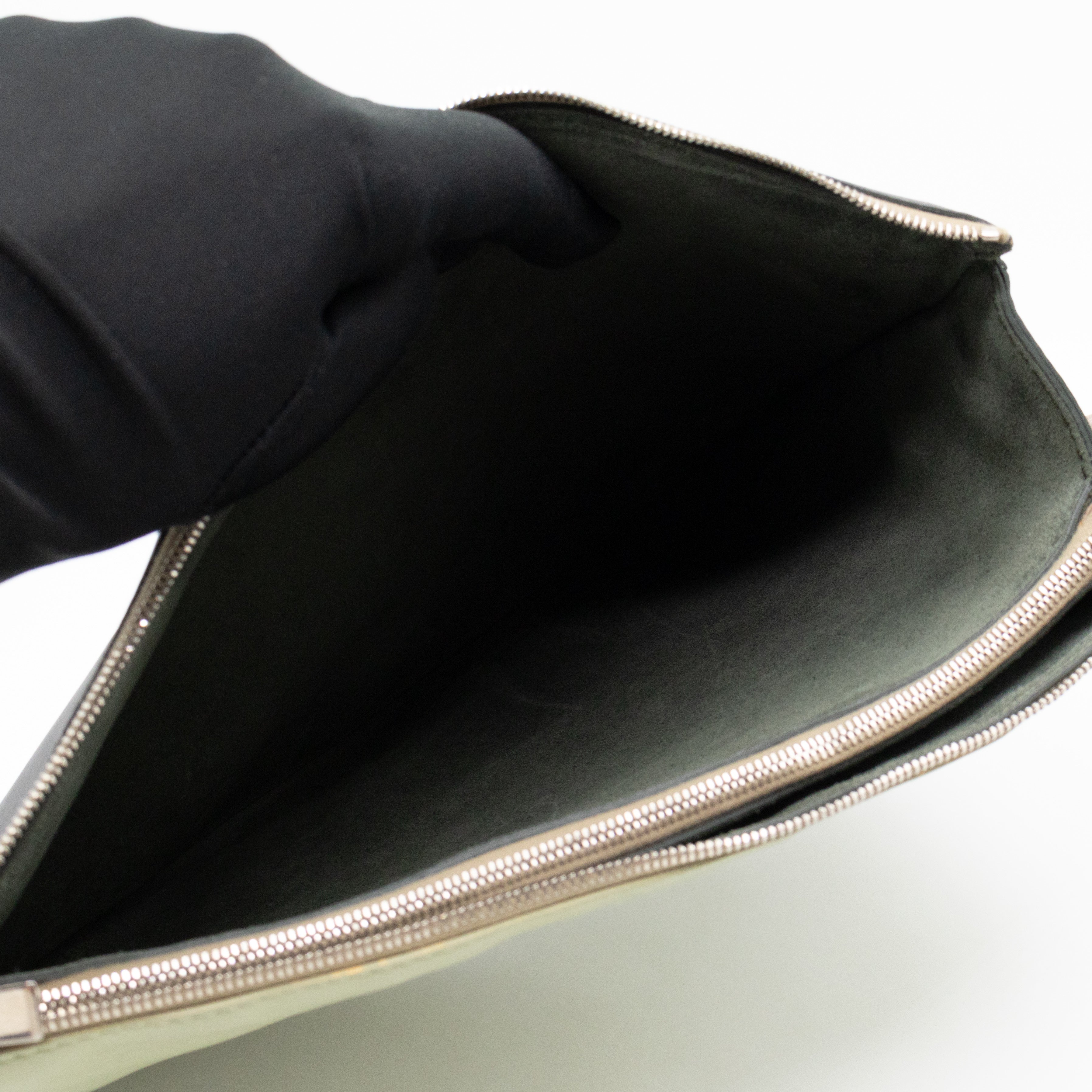 Soft Trio Zipped Bag Dark Green Leather