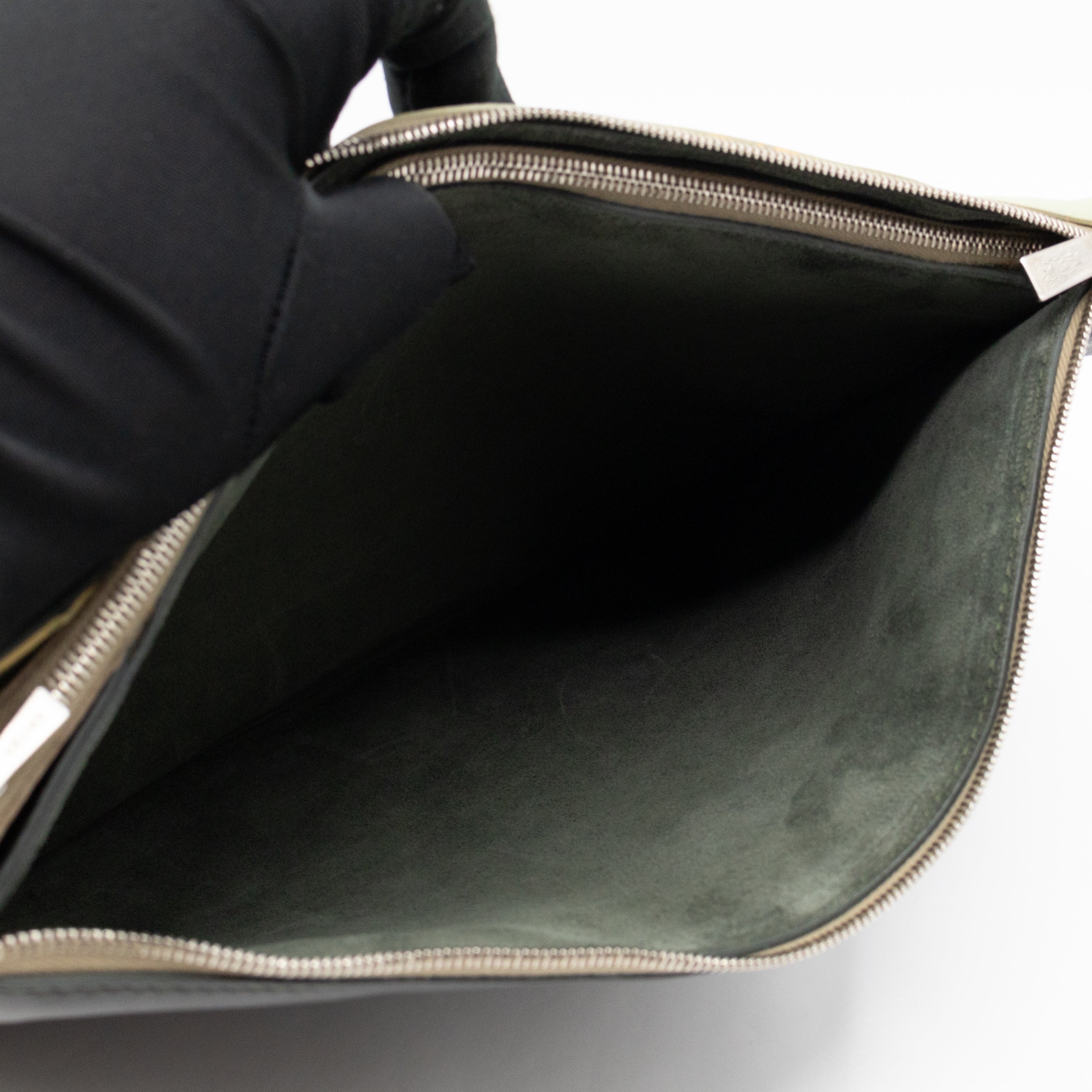 Soft Trio Zipped Bag Dark Green Leather