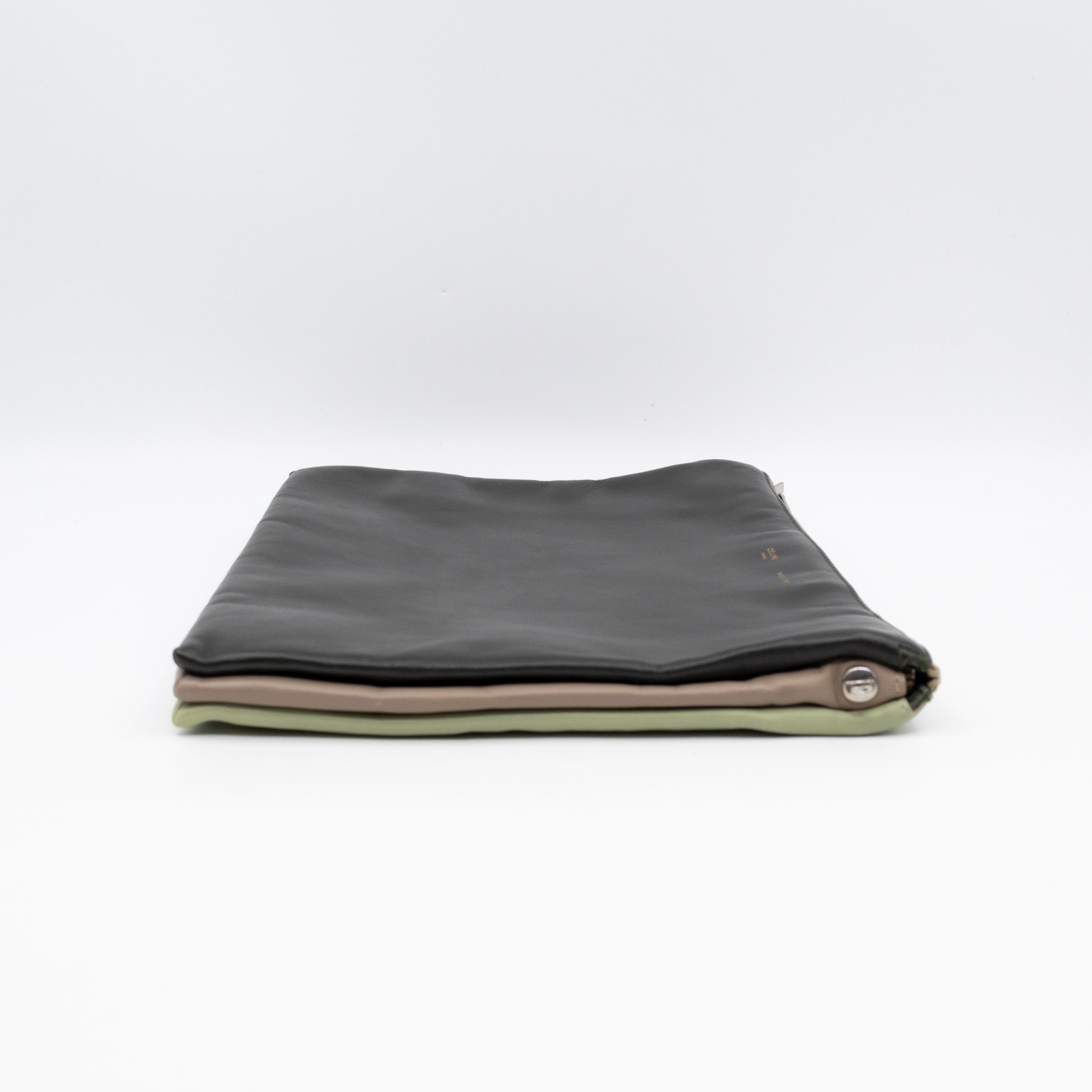 Soft Trio Zipped Bag Dark Green Leather