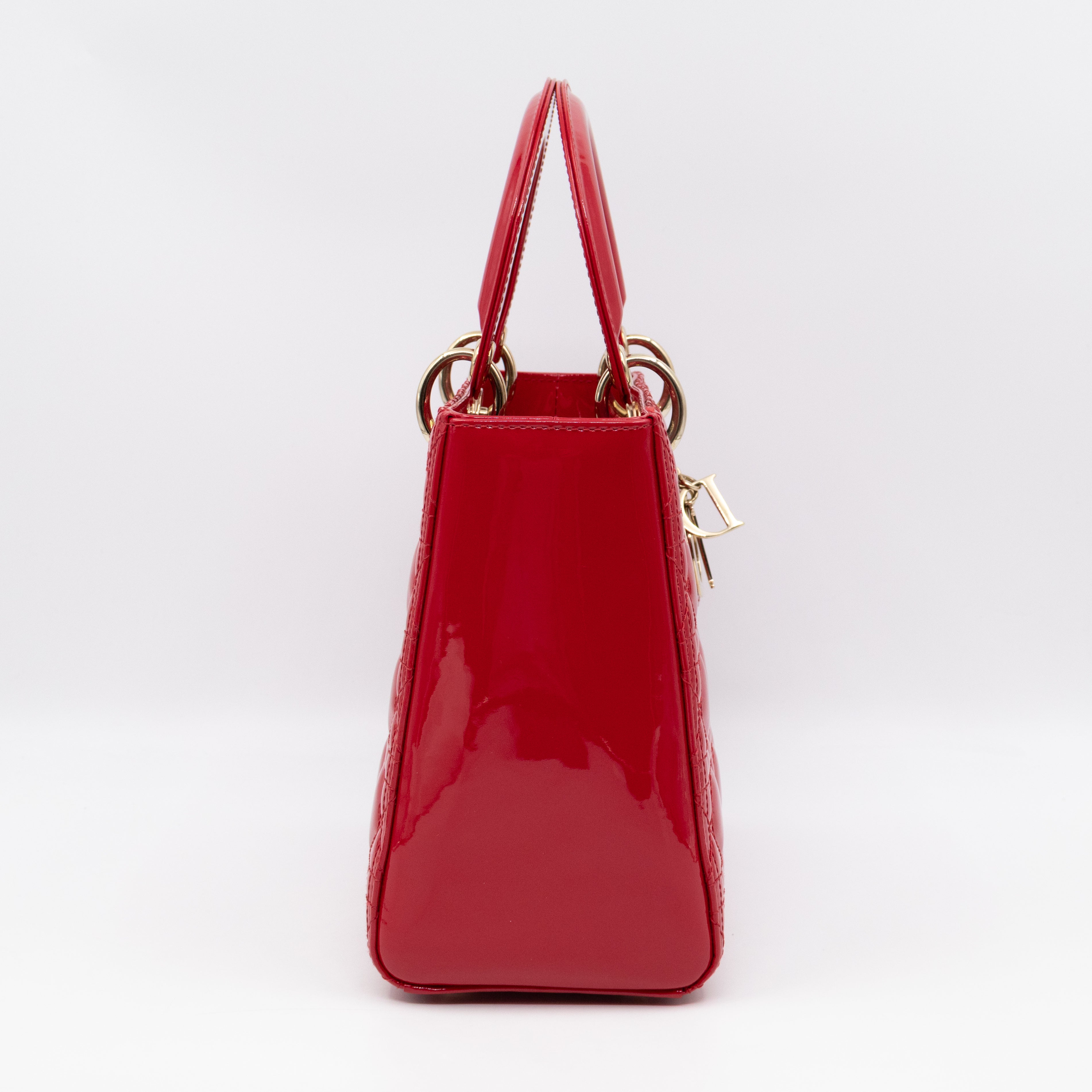 Lady Dior Medium Red Patent Leather