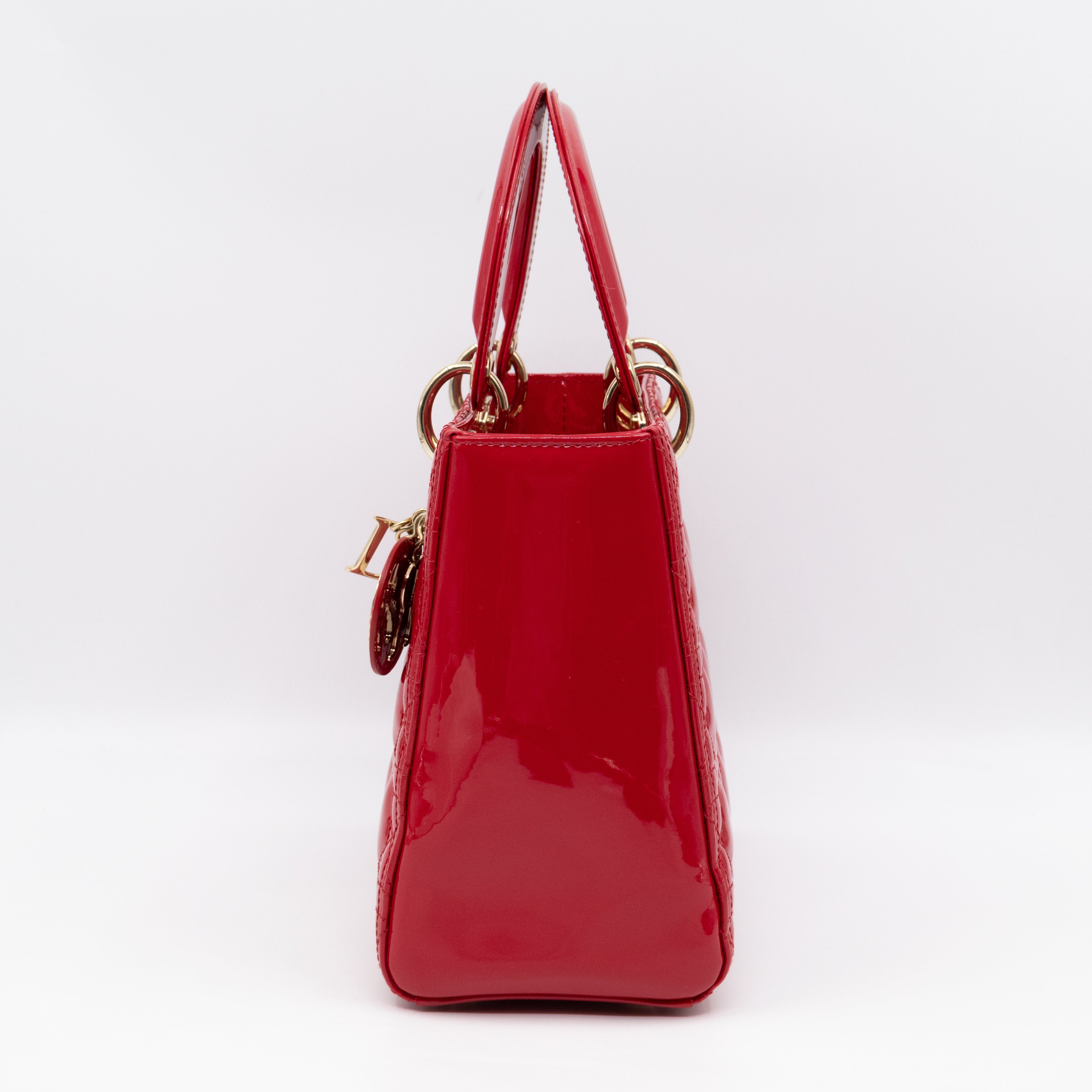 Lady Dior Medium Red Patent Leather