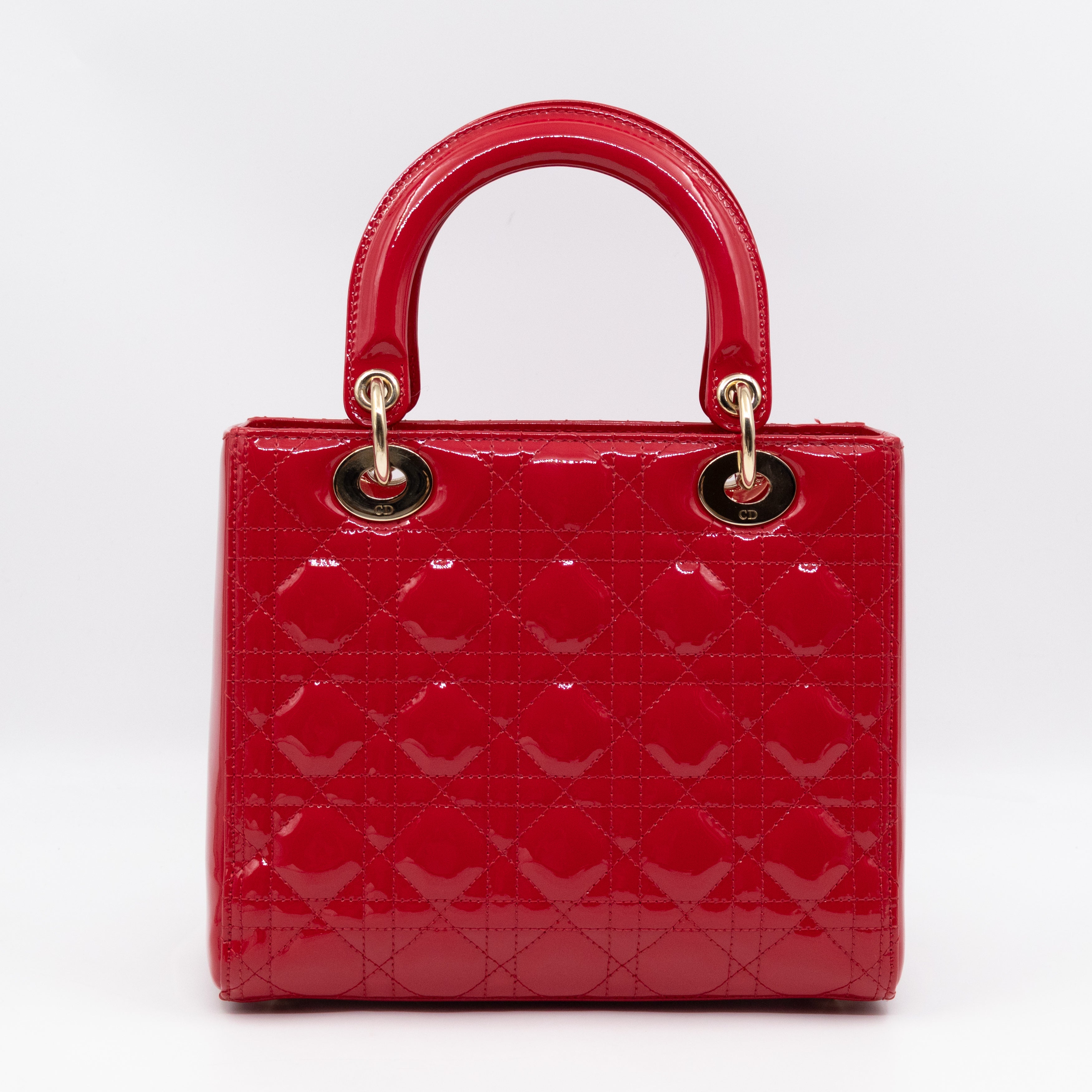 Lady Dior Medium Red Patent Leather