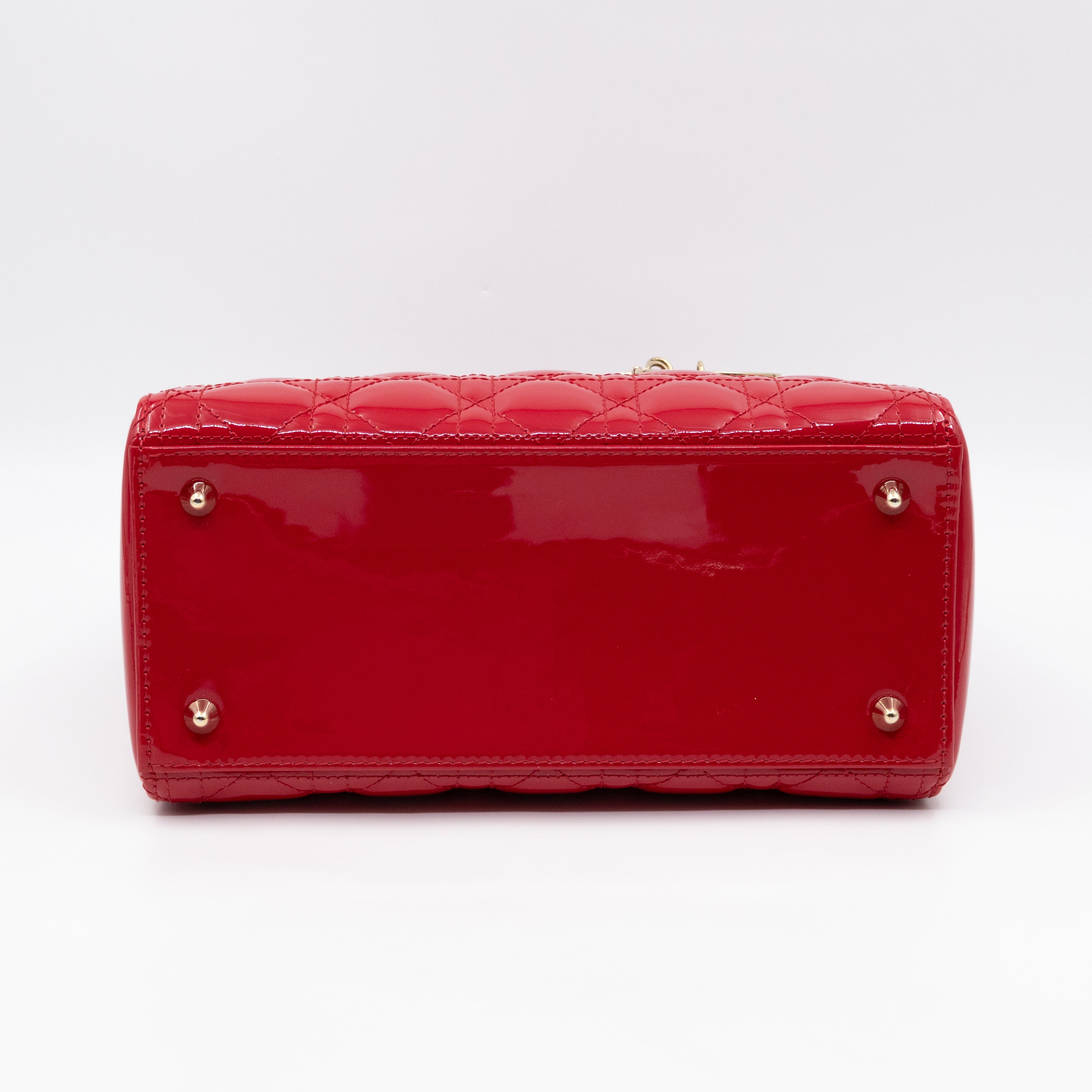 Lady Dior Medium Red Patent Leather