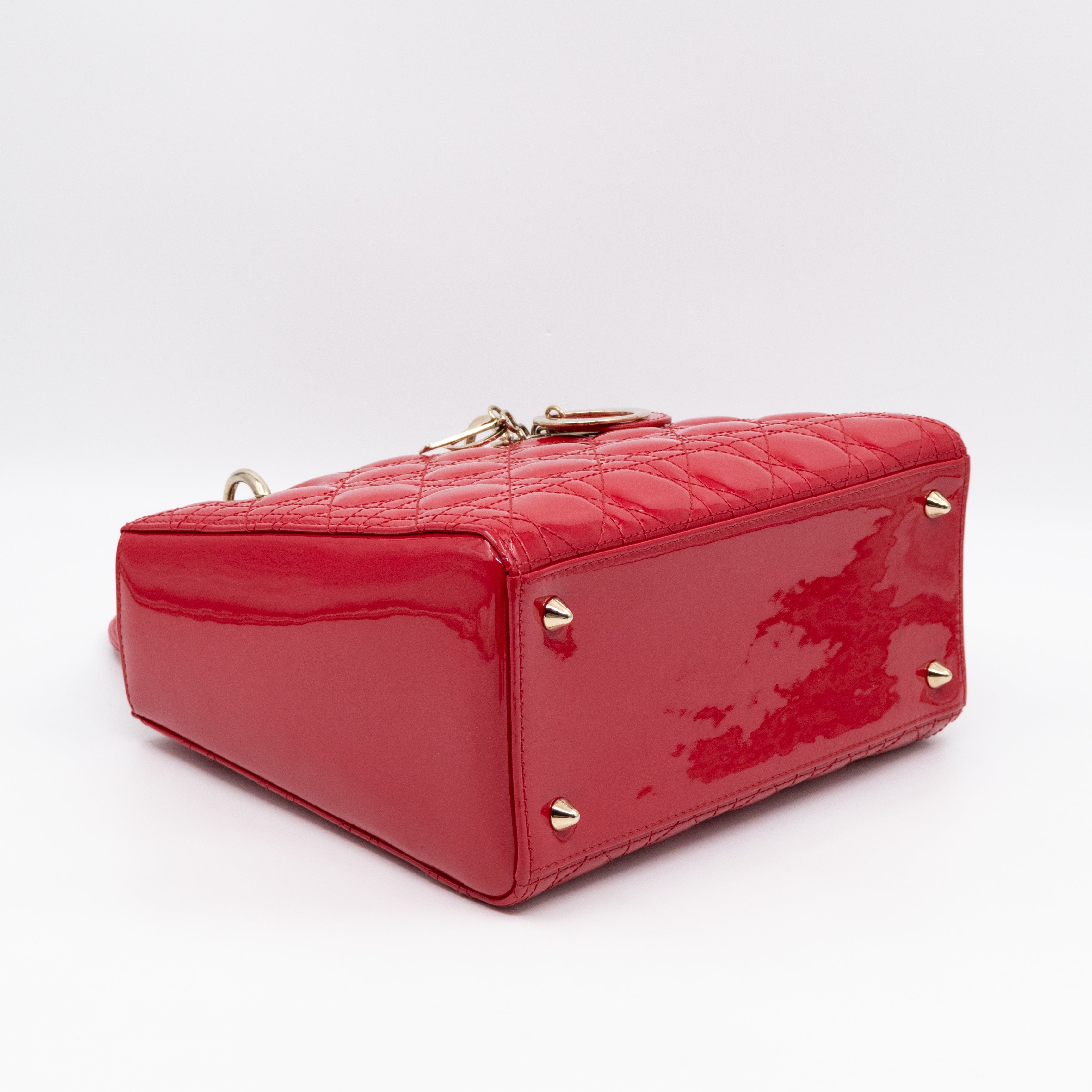 Lady Dior Medium Red Patent Leather