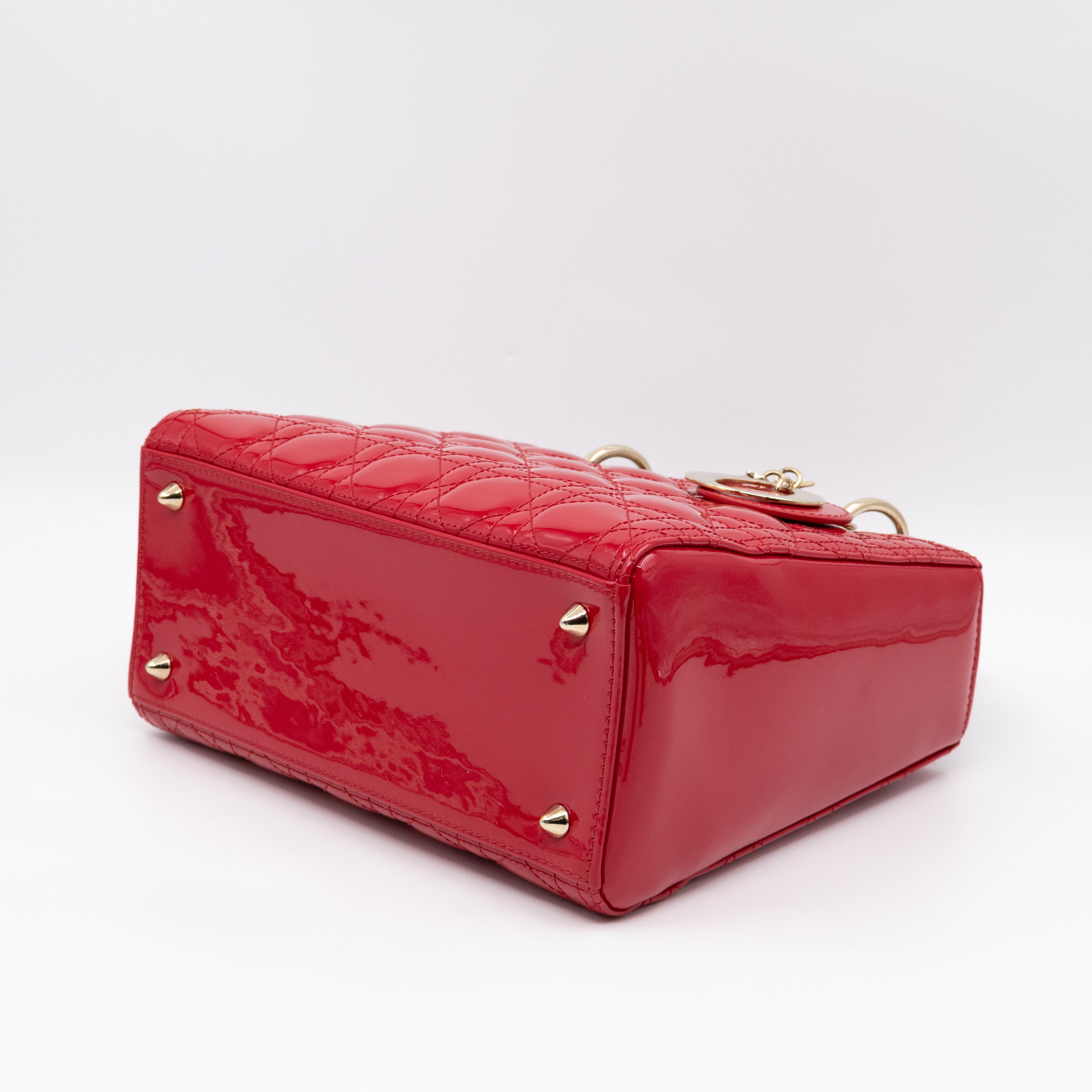 Lady Dior Medium Red Patent Leather