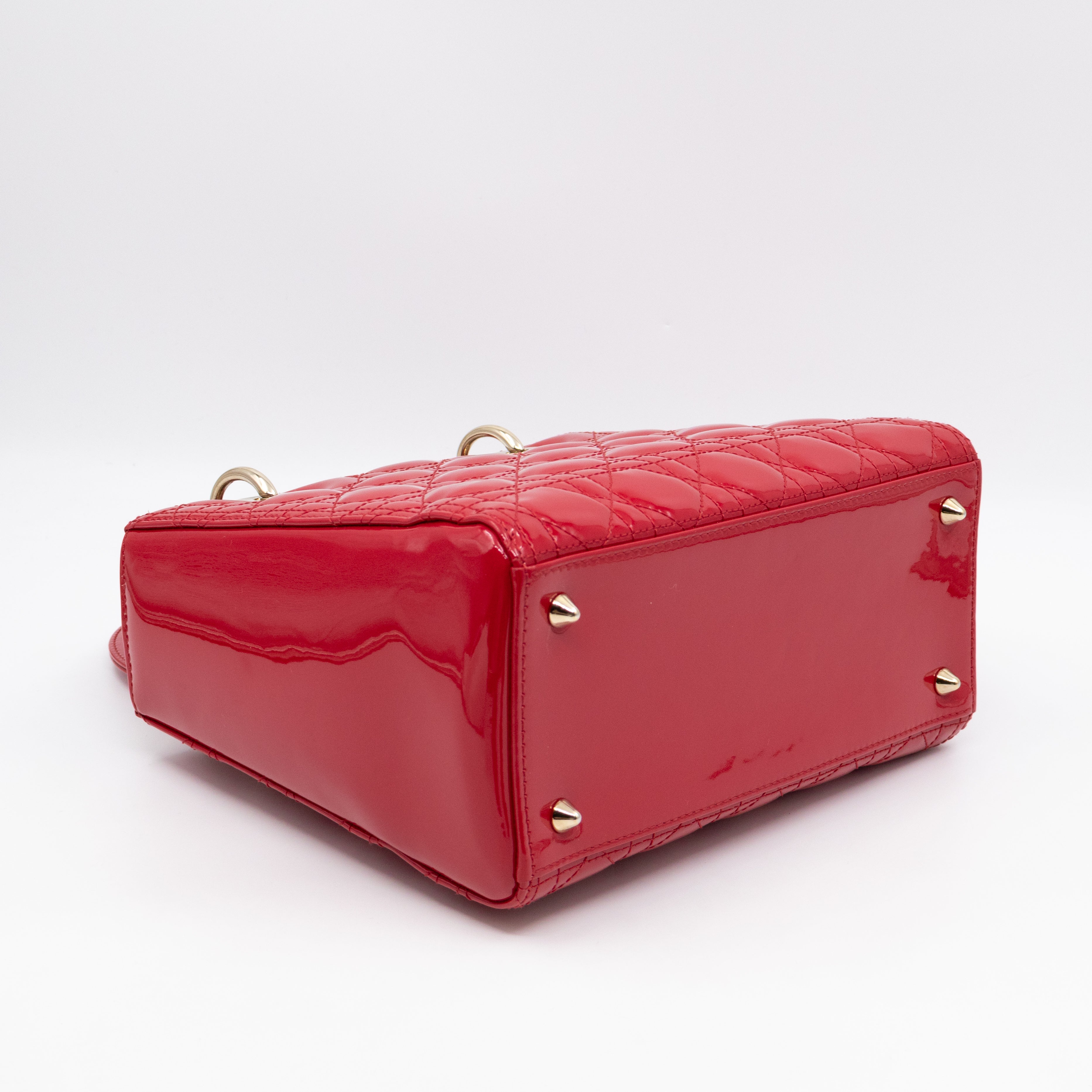 Lady Dior Medium Red Patent Leather