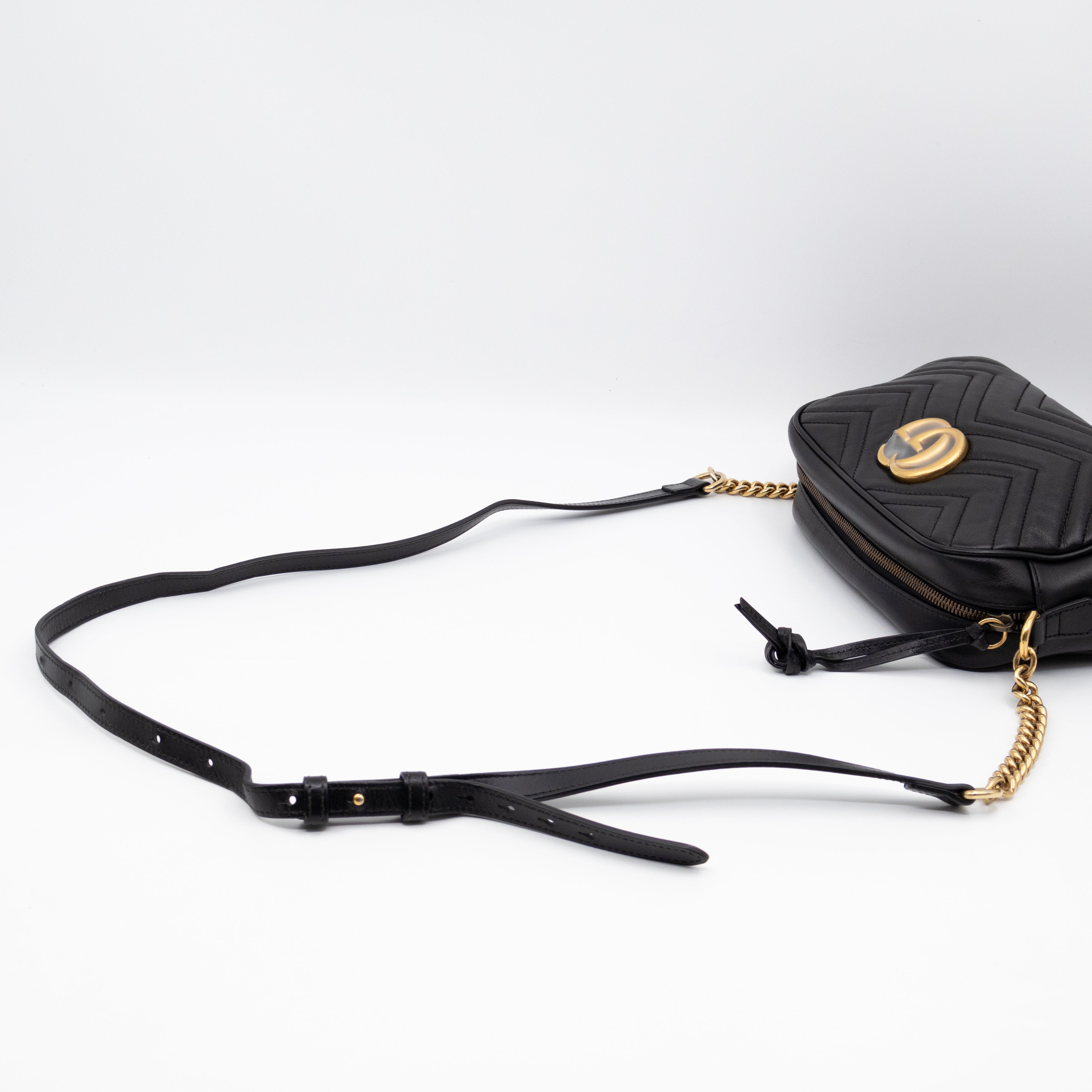 GG Marmont Small Matelasse Black Leather