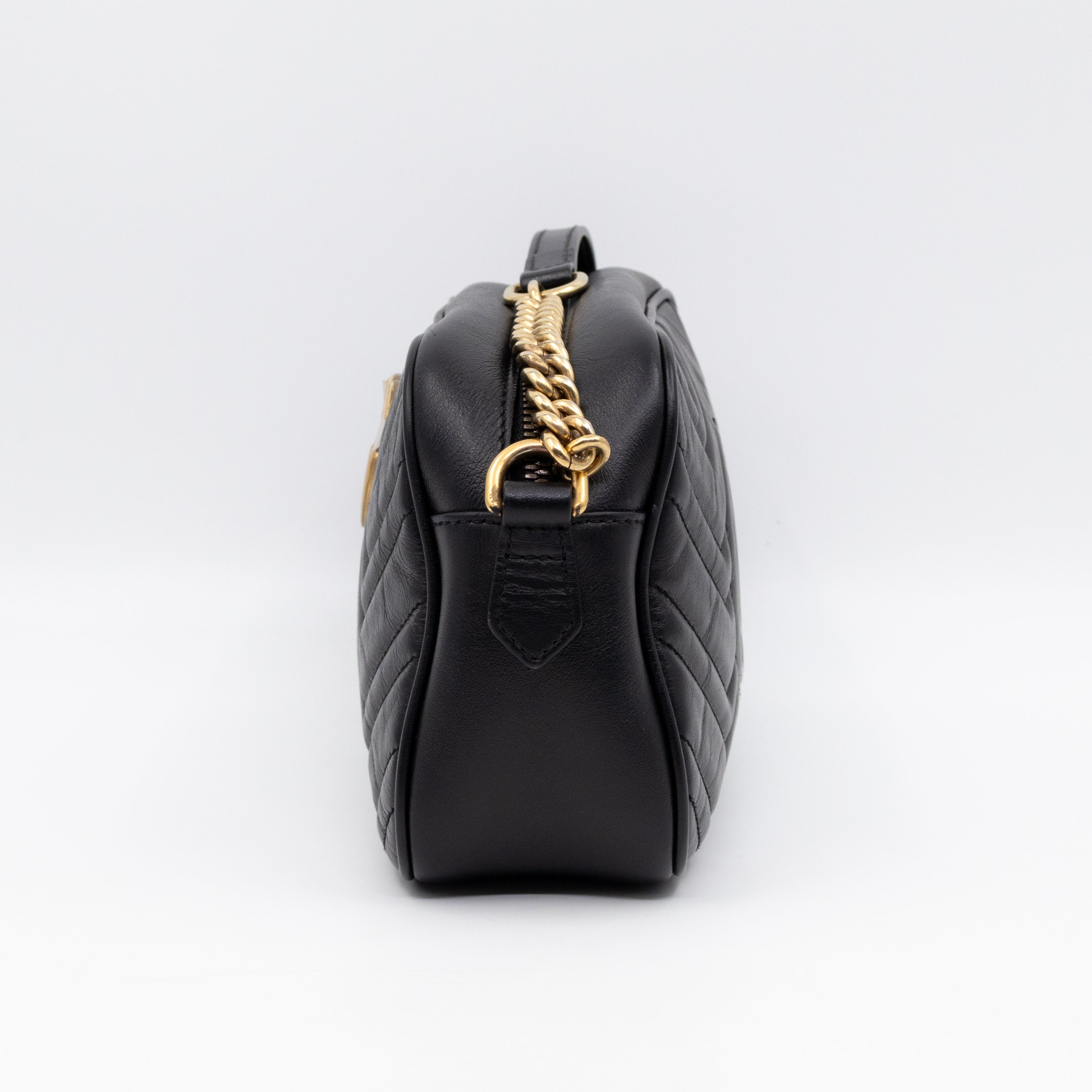 GG Marmont Small Matelasse Black Leather