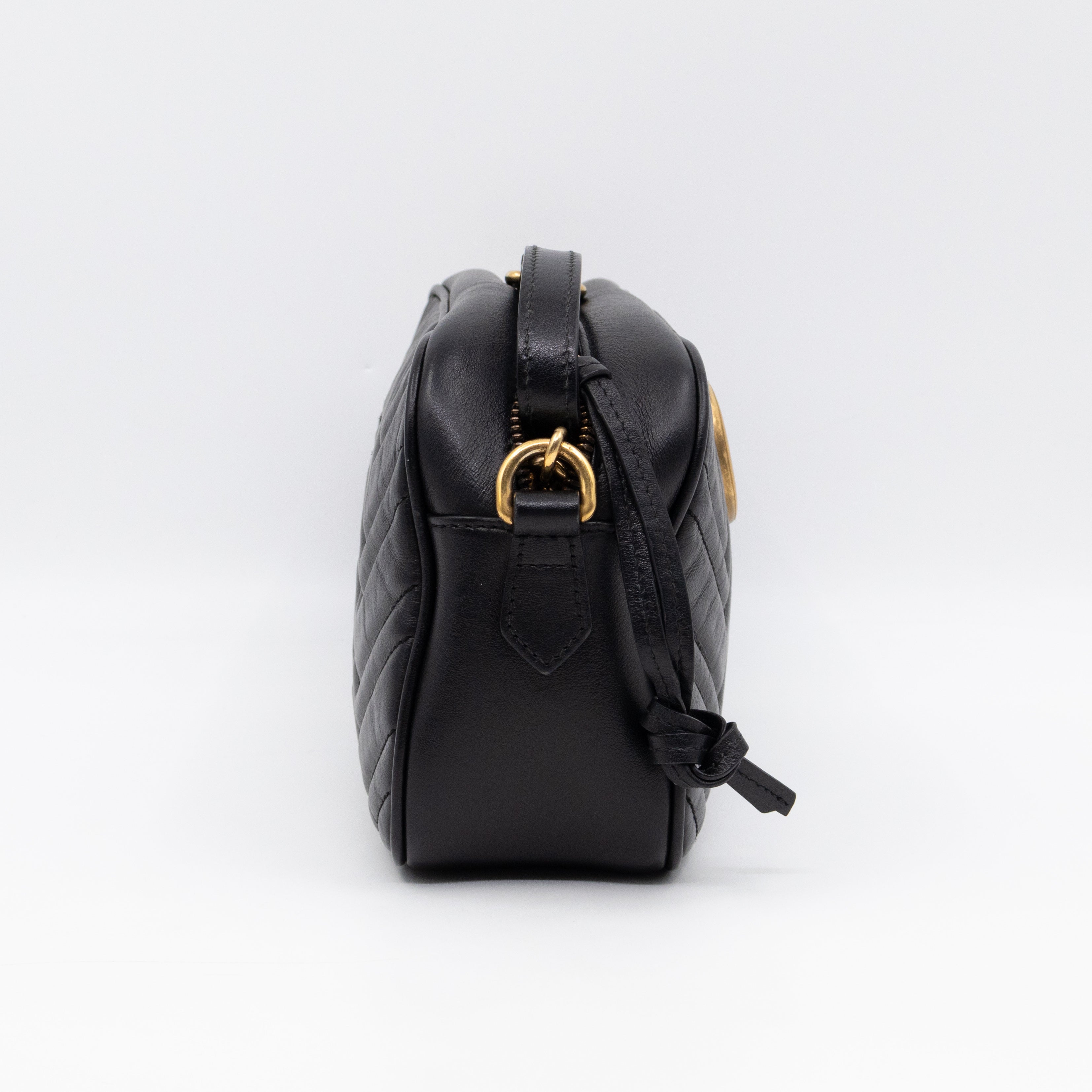 GG Marmont Small Matelasse Black Leather