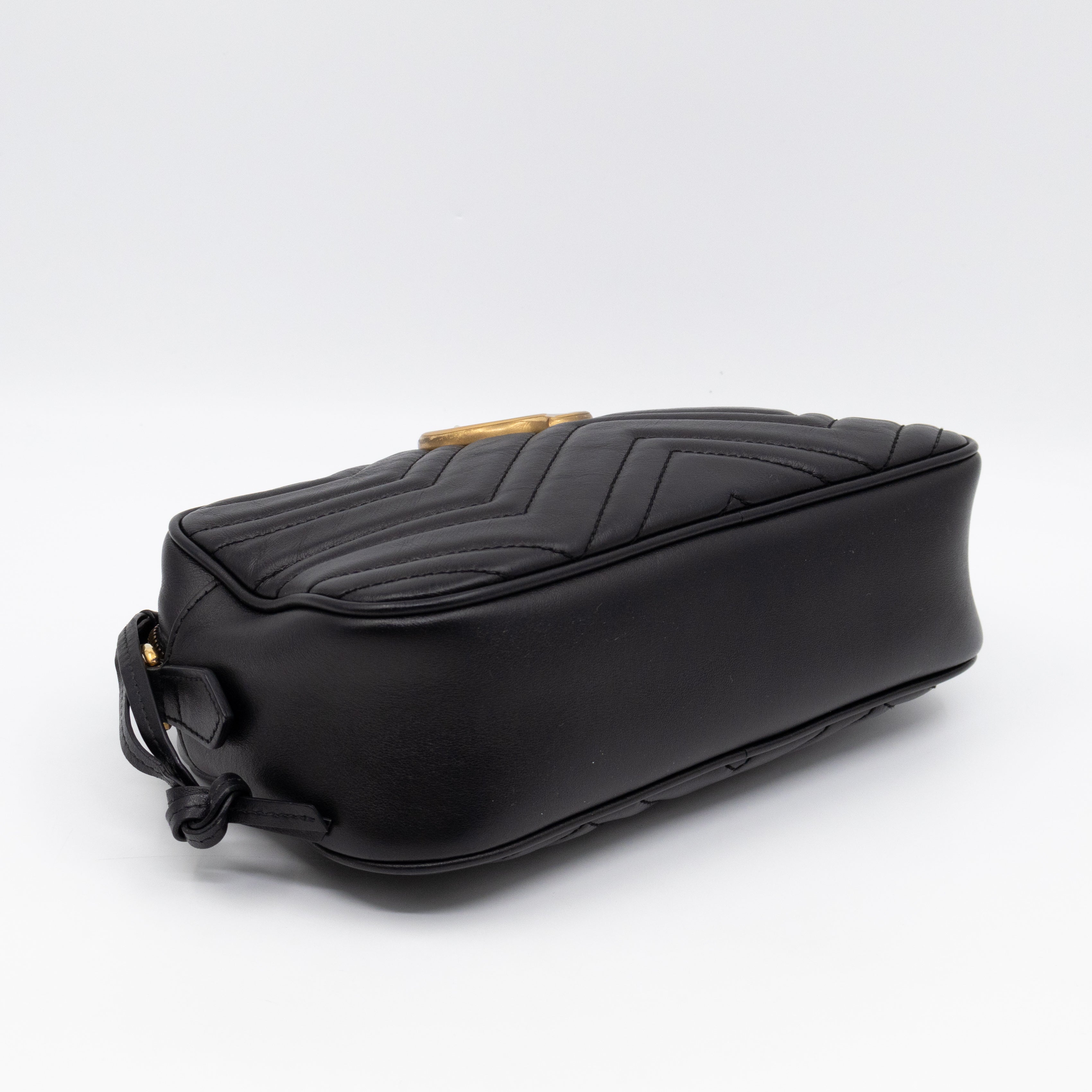 GG Marmont Small Matelasse Black Leather