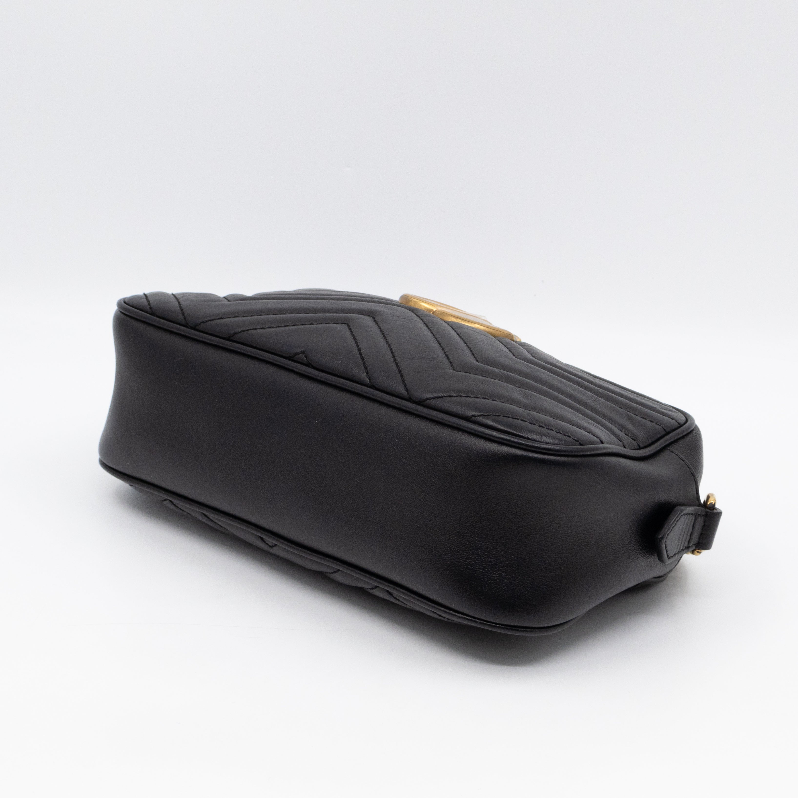 GG Marmont Small Matelasse Black Leather