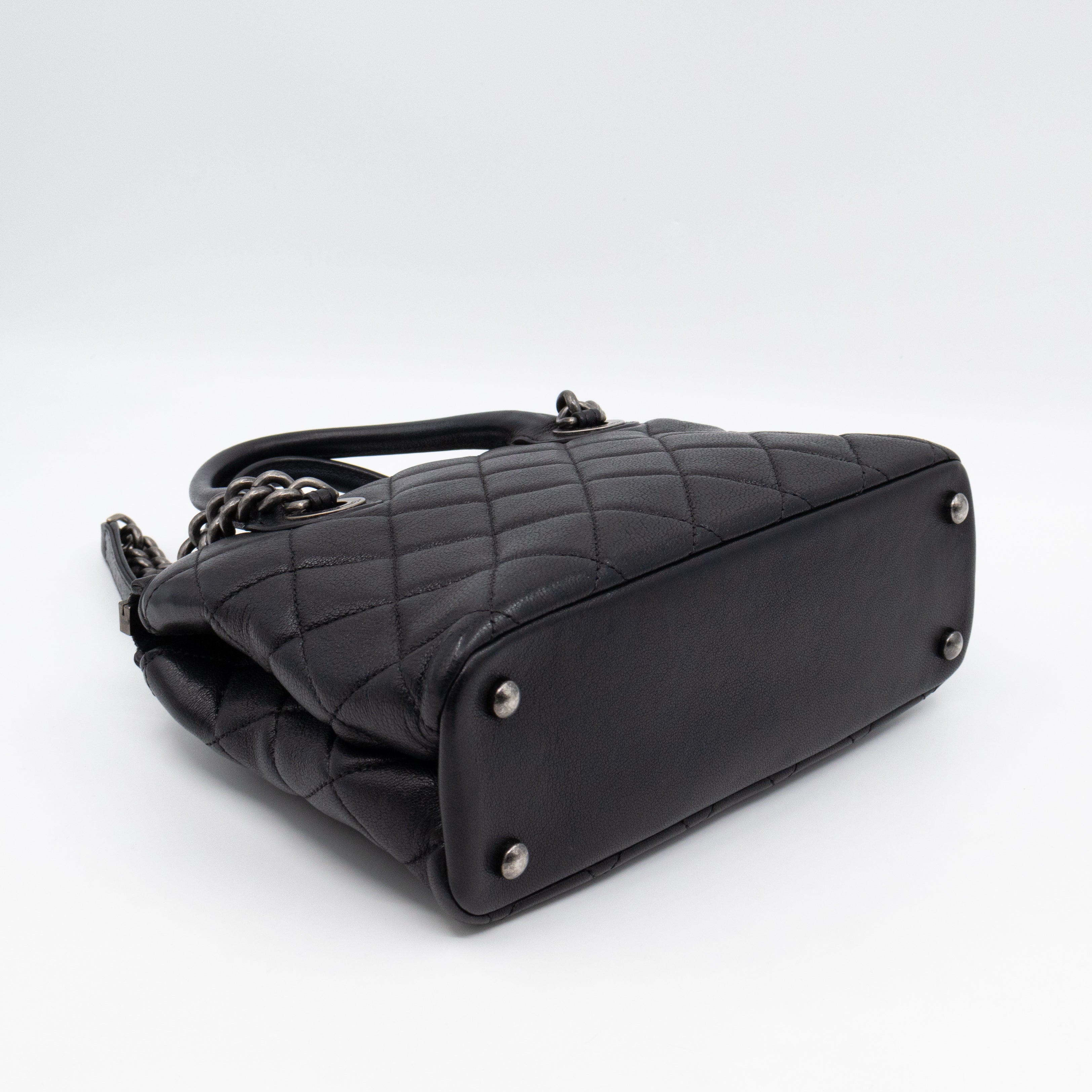 Small Boy Chained Tote Black Quilted Calfskin