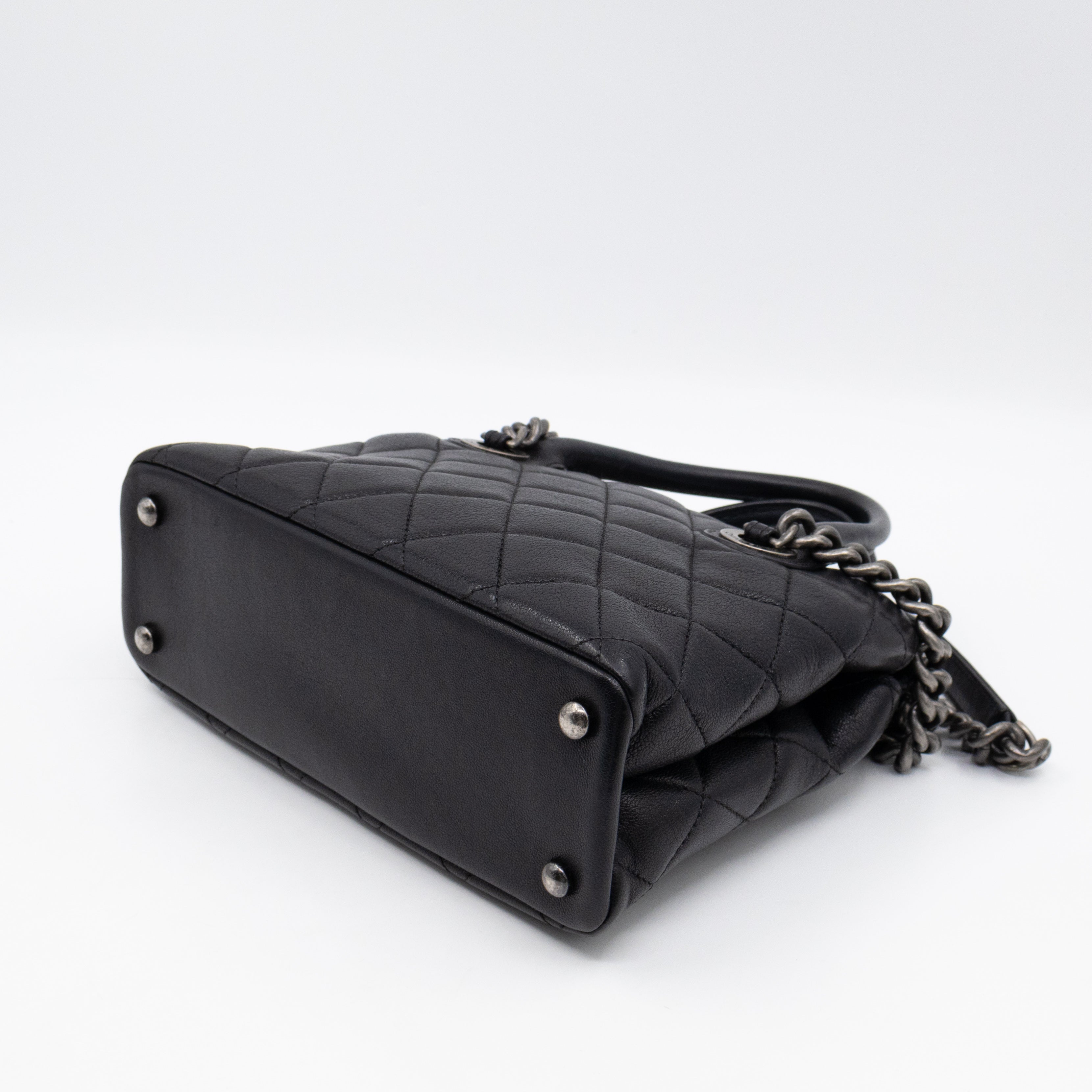 Small Boy Chained Tote Black Quilted Calfskin