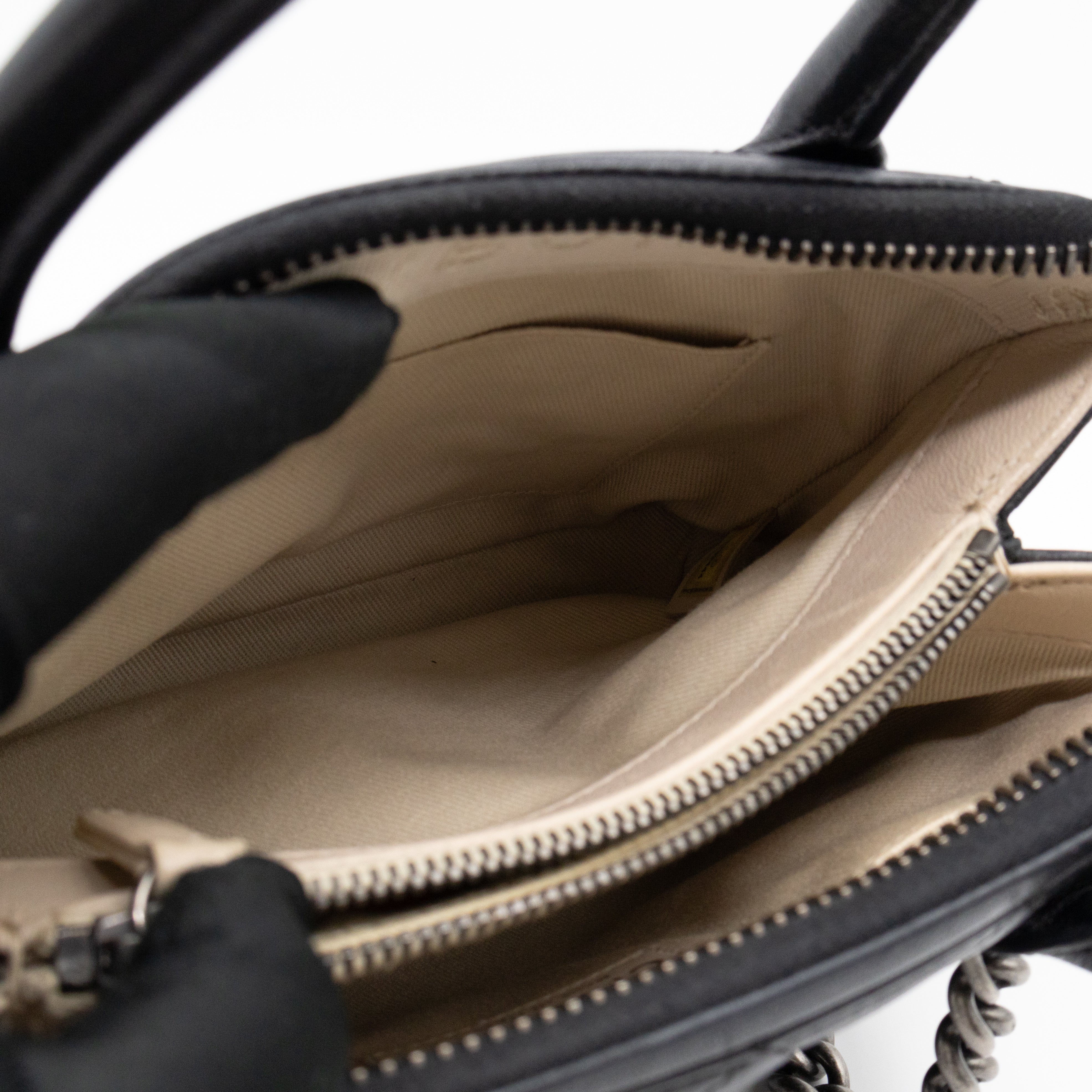 Small Boy Chained Tote Black Quilted Calfskin