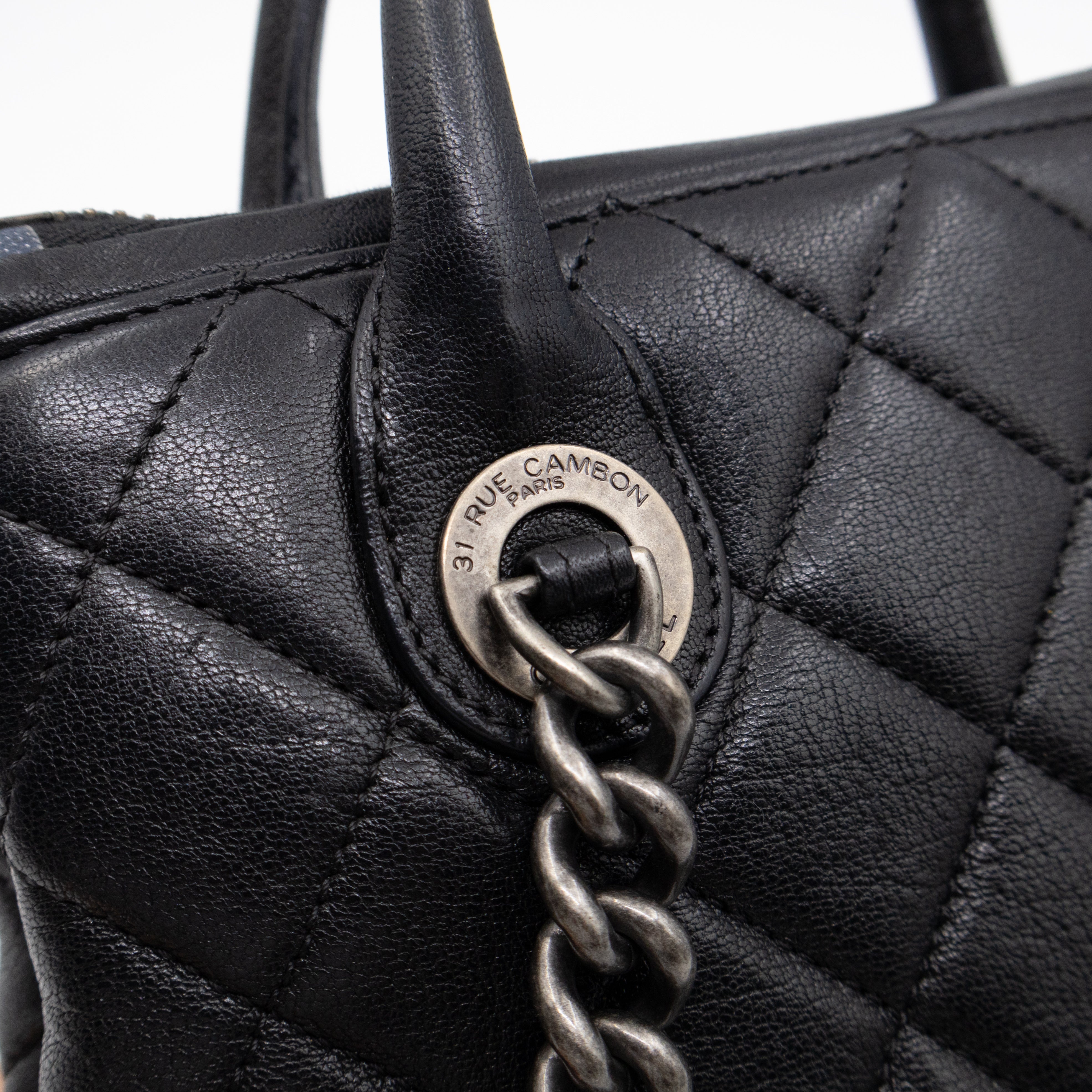 Small Boy Chained Tote Black Quilted Calfskin