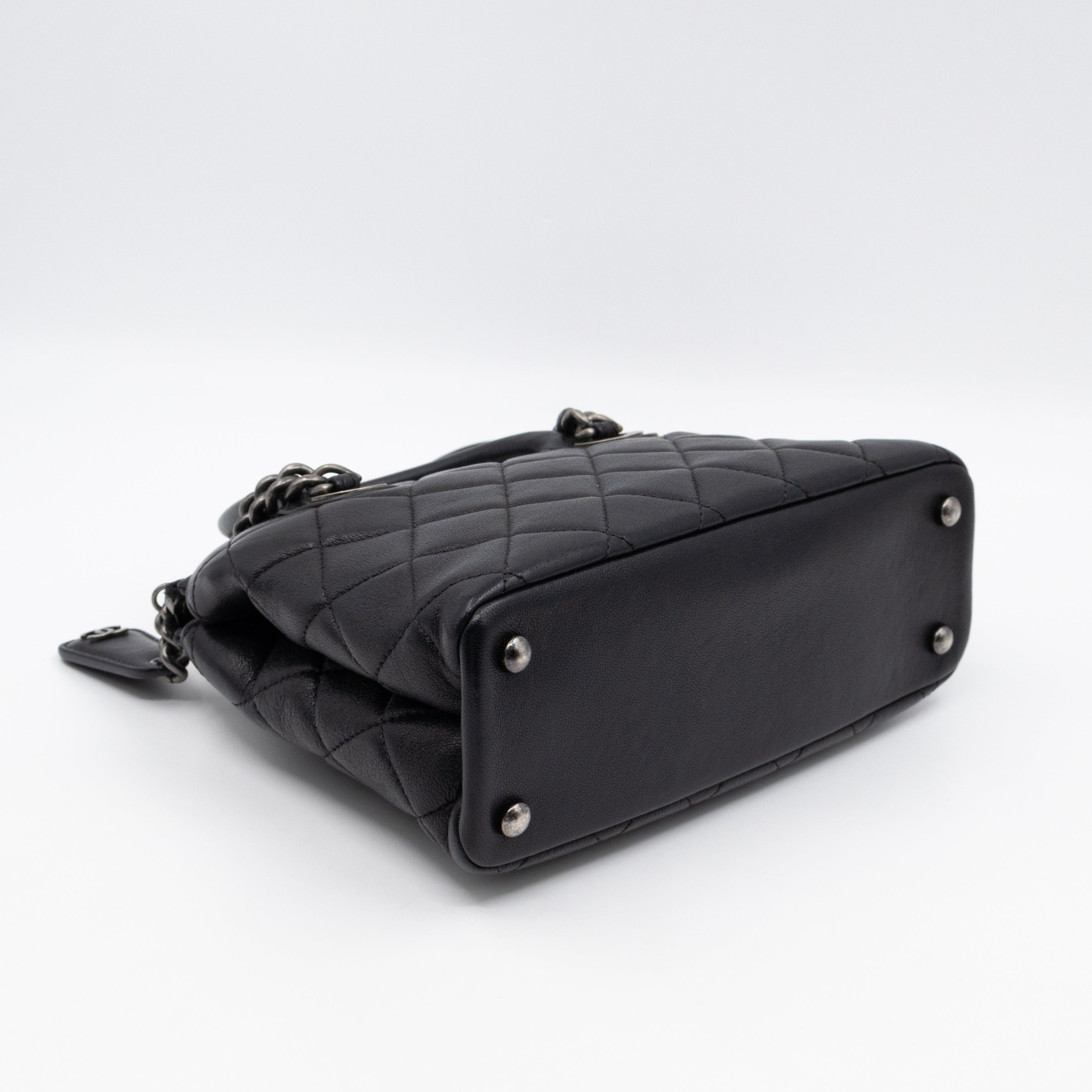Small Boy Chained Tote Black Quilted Calfskin