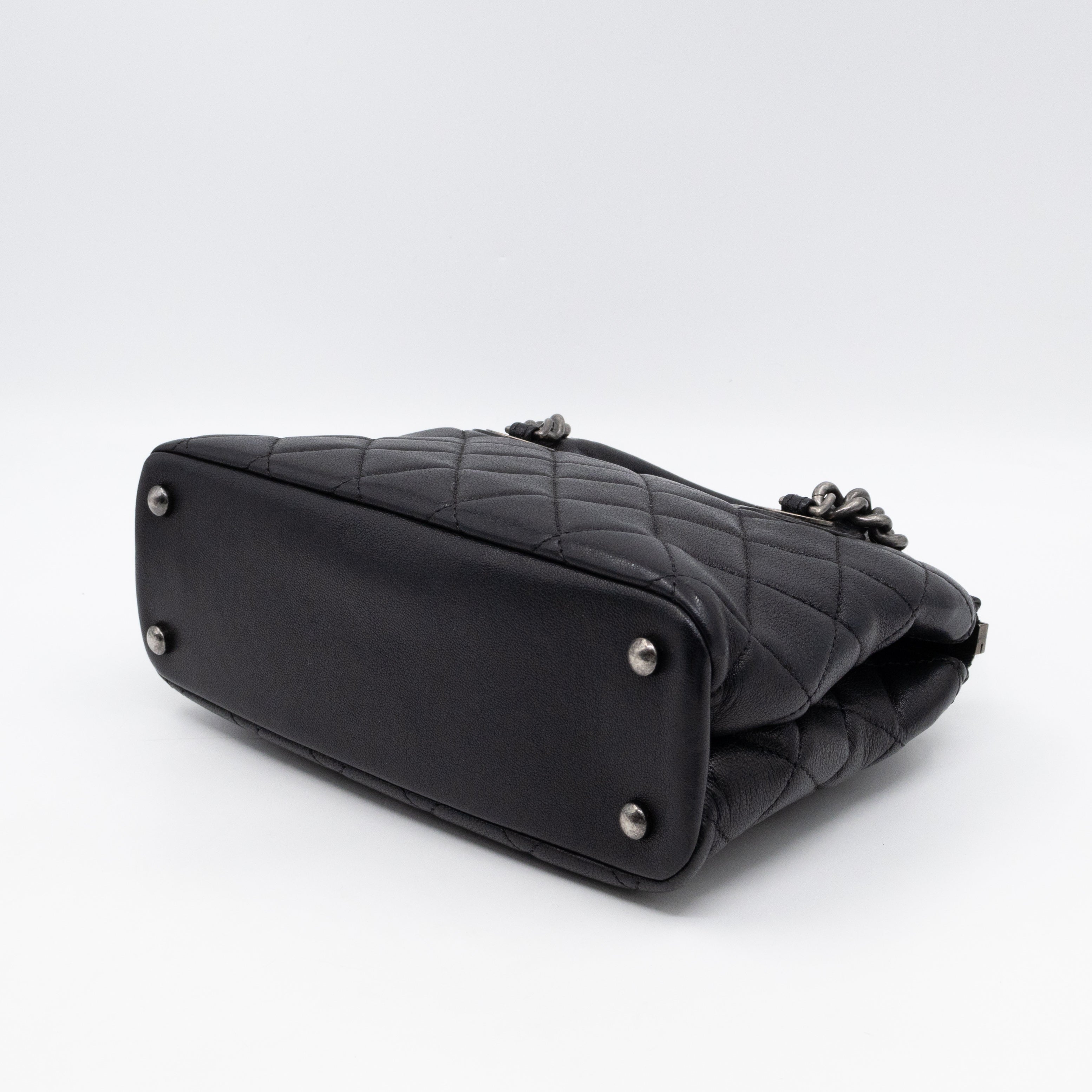 Small Boy Chained Tote Black Quilted Calfskin