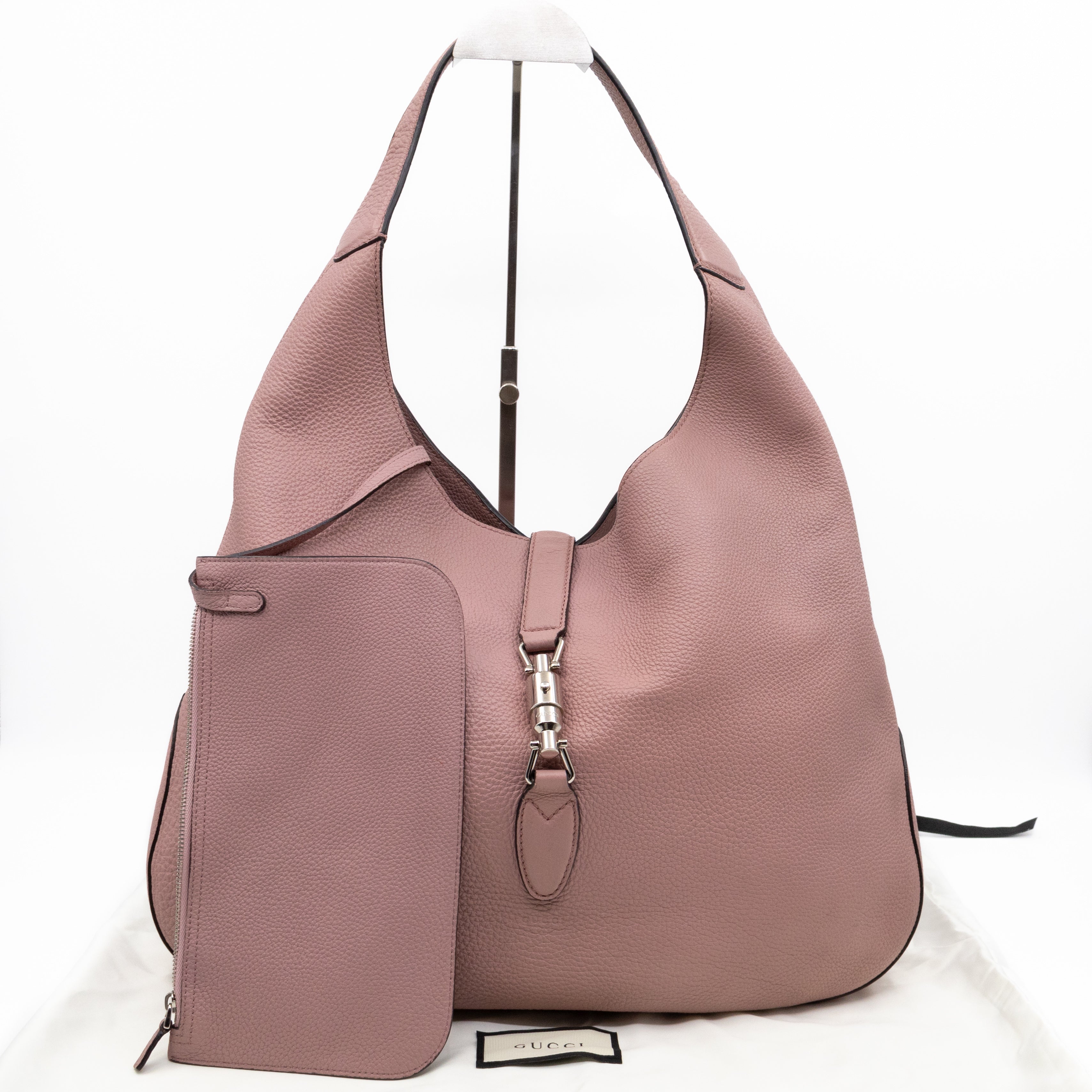 Jackie Large Hobo Bag Rosy Phard Leather