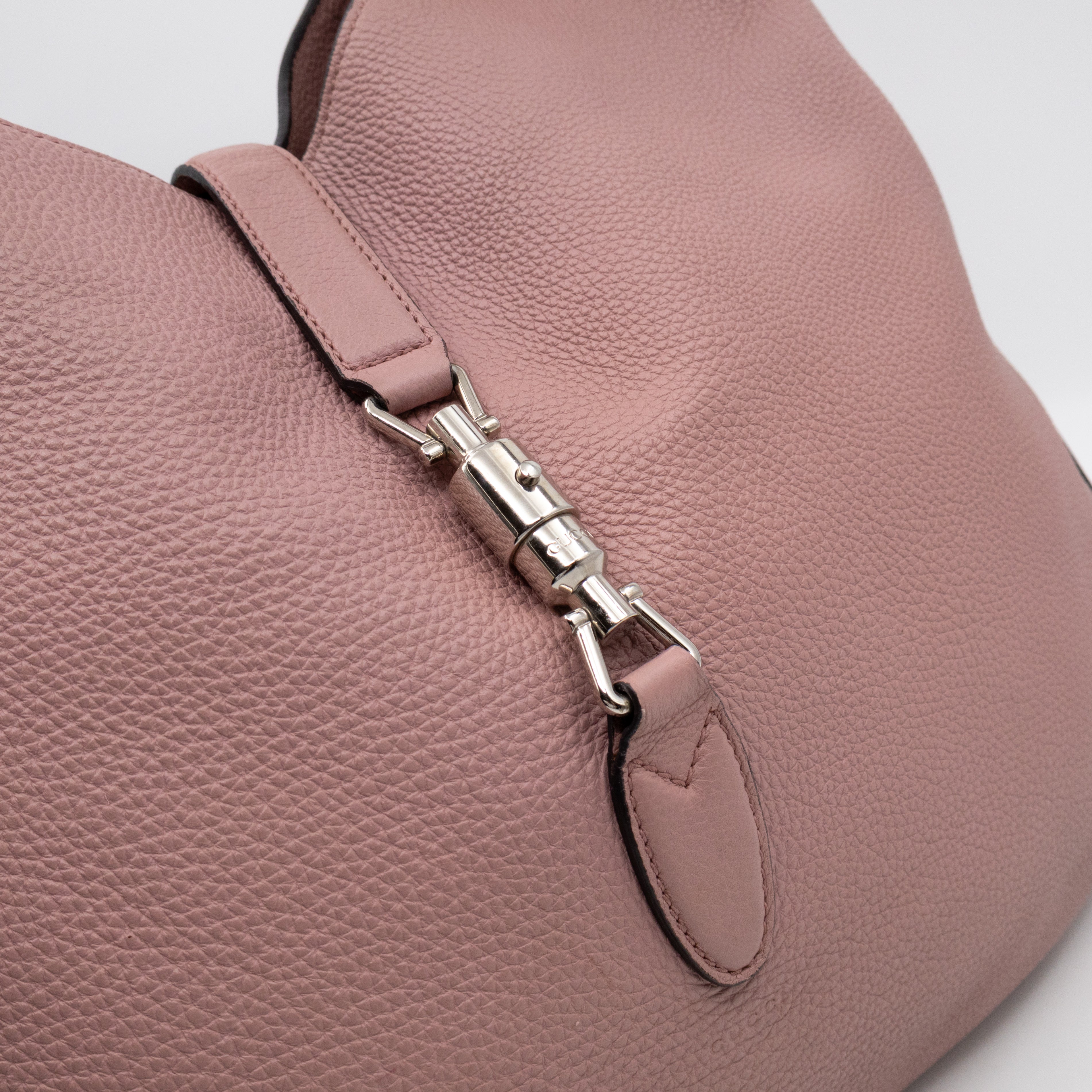 Jackie Large Hobo Bag Rosy Phard Leather