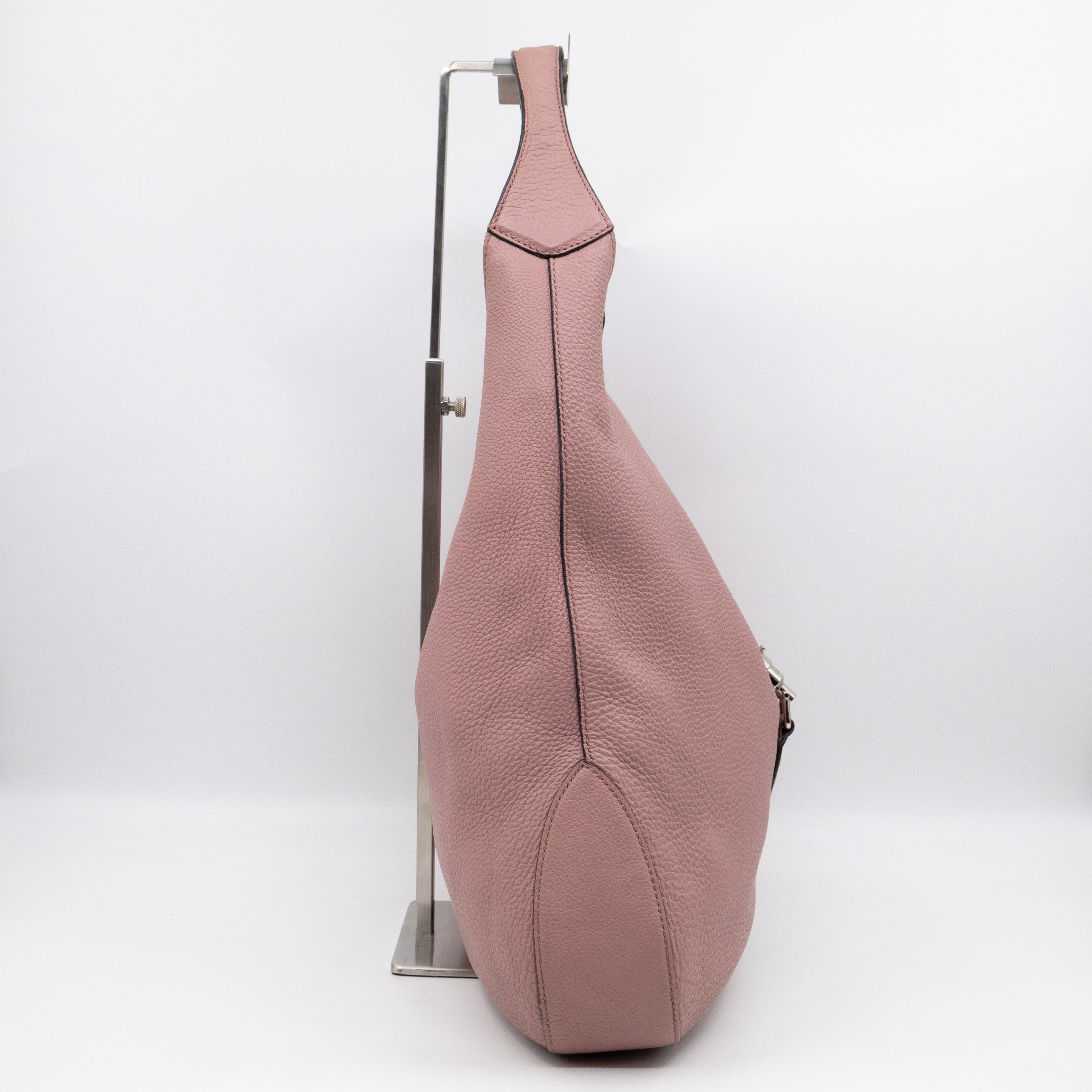 Jackie Large Hobo Bag Rosy Phard Leather