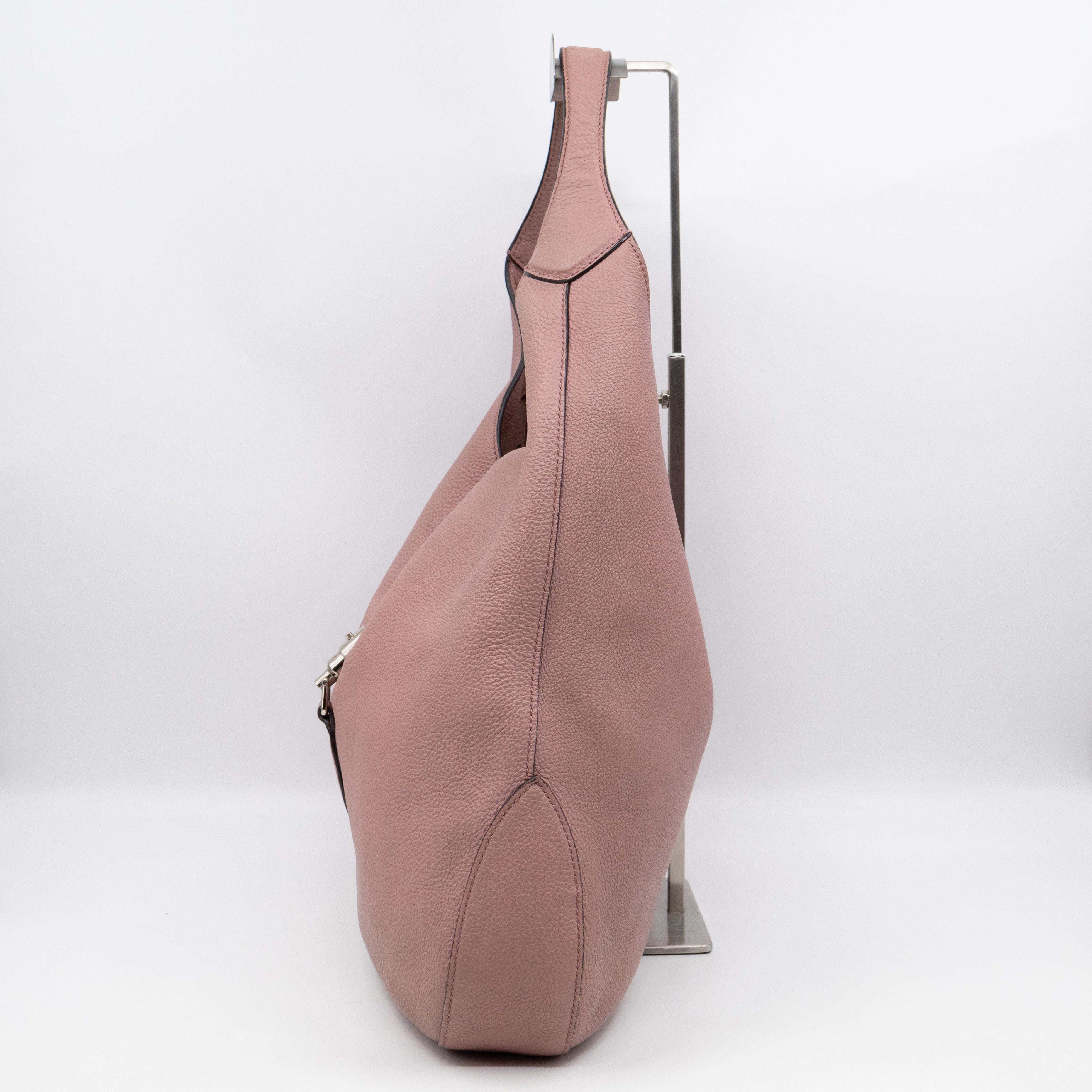 Jackie Large Hobo Bag Rosy Phard Leather