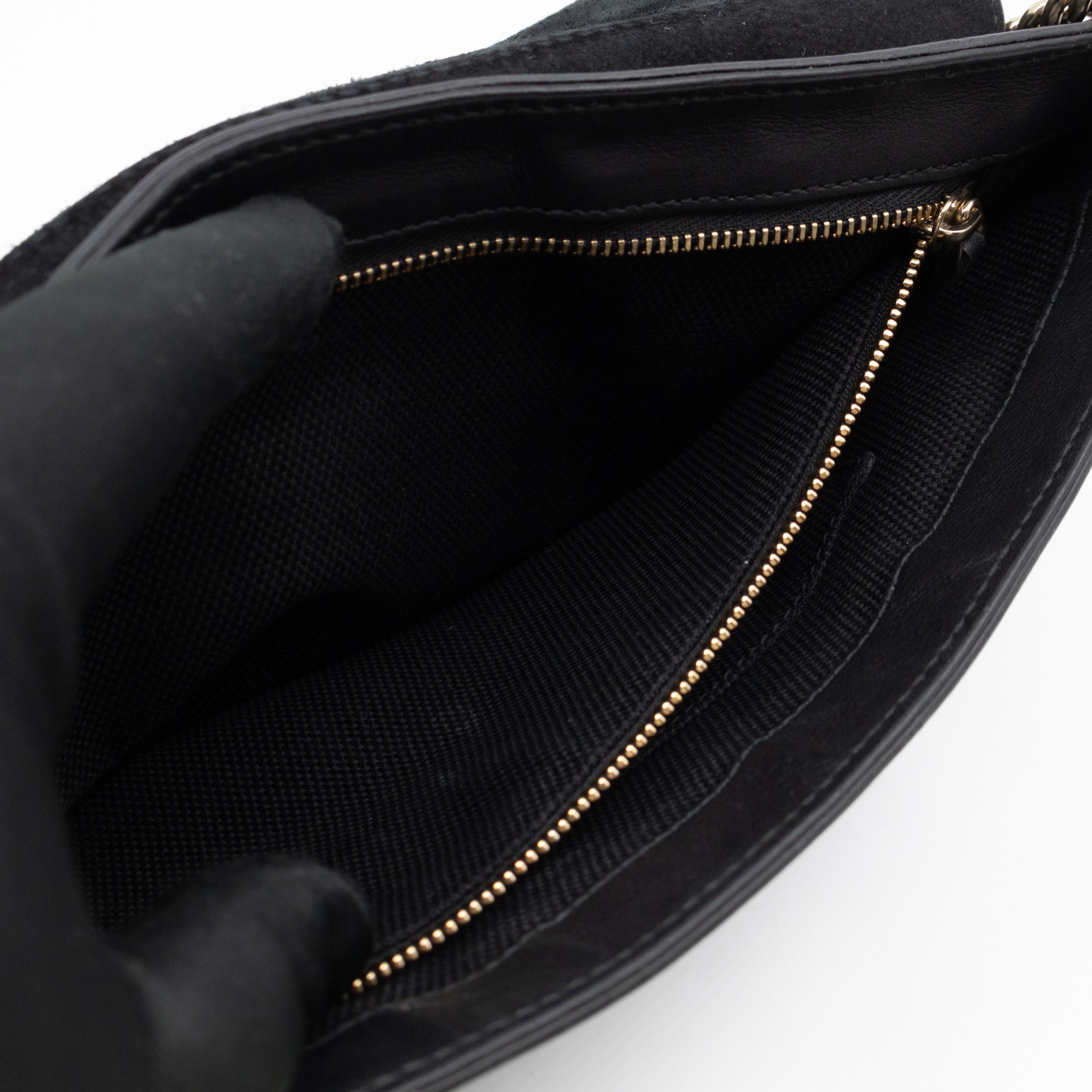 Soho Medium Flap Chain Bag Black Patent Leather