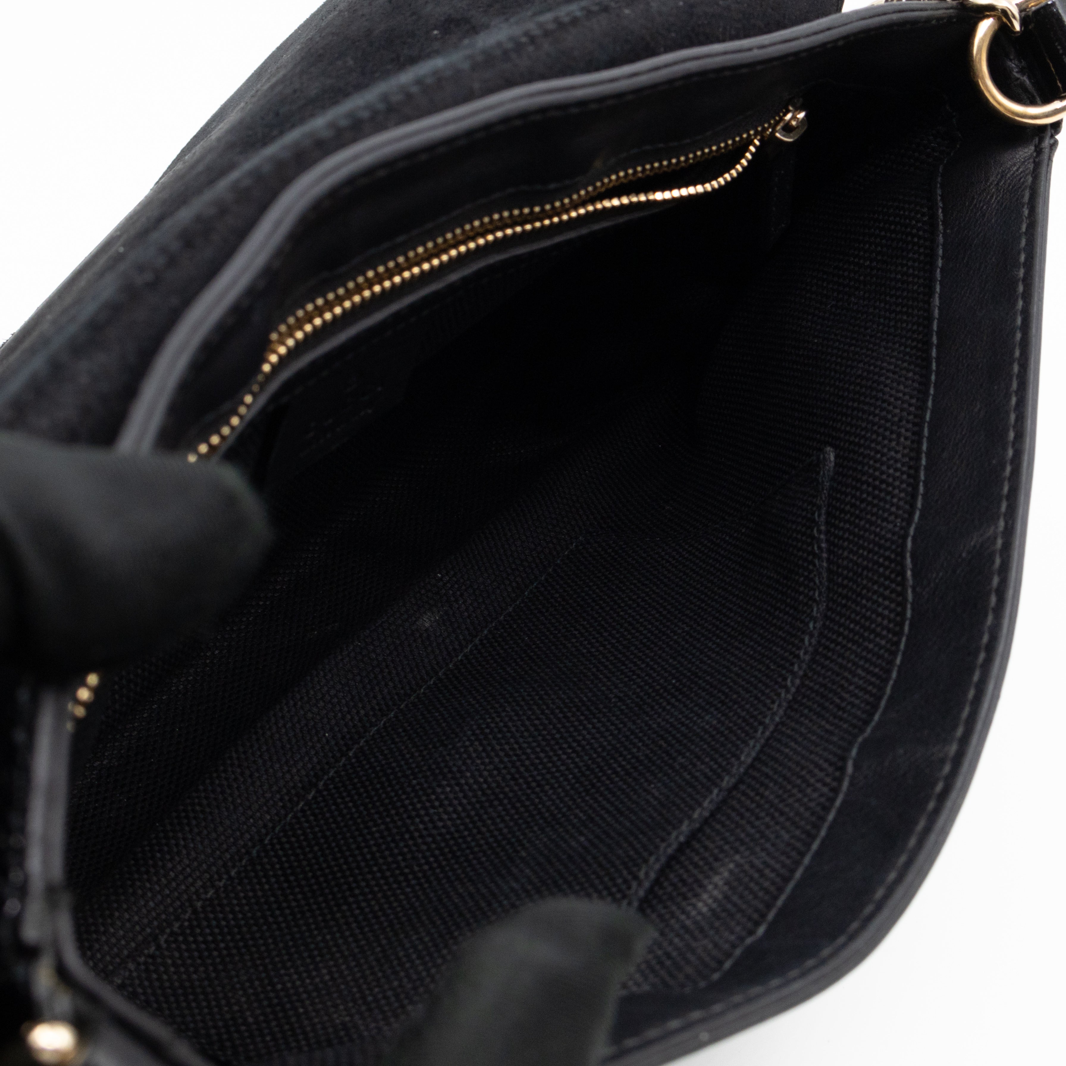 Soho Medium Flap Chain Bag Black Patent Leather
