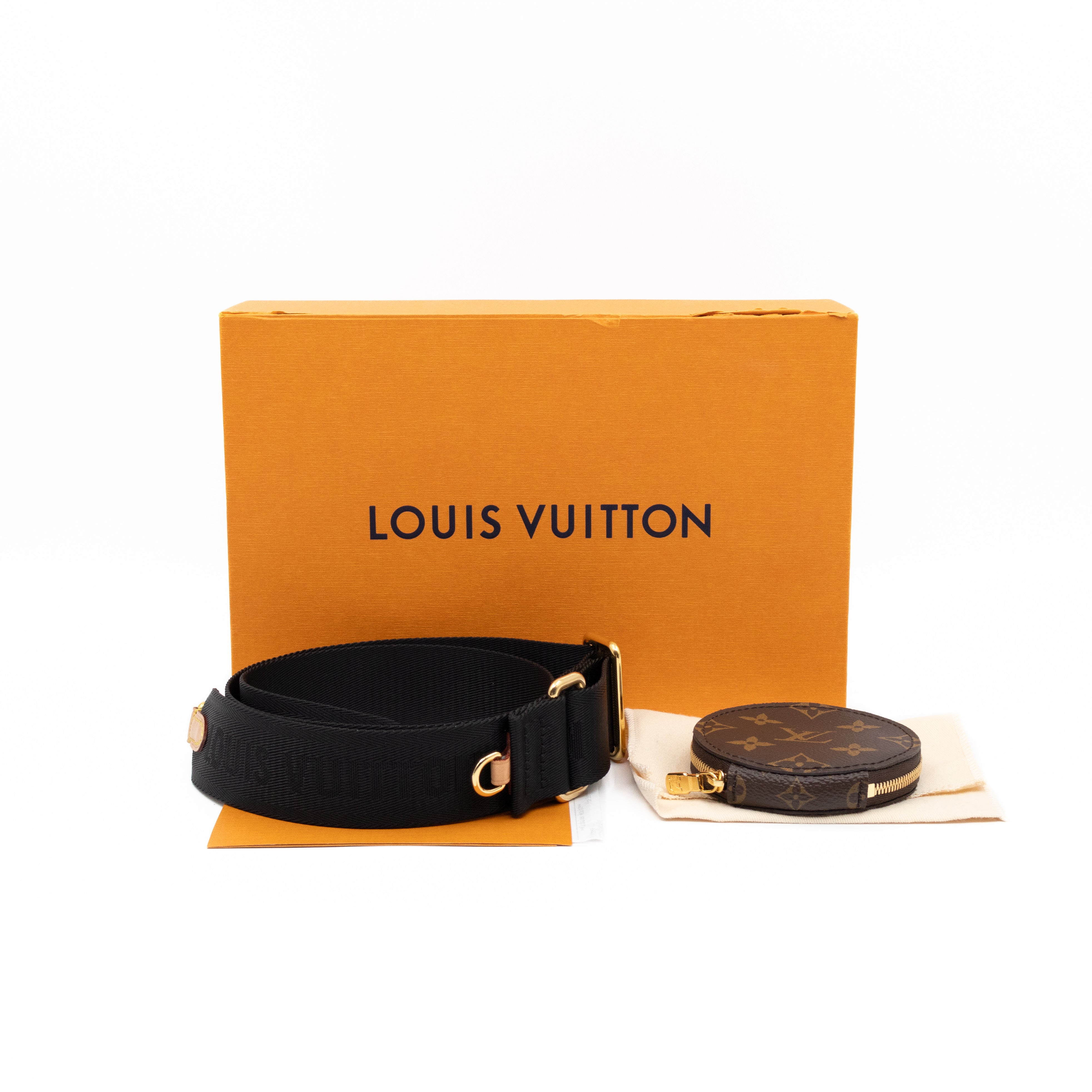Bandoulière Shoulder Strap with Coin Purse Black Nylon