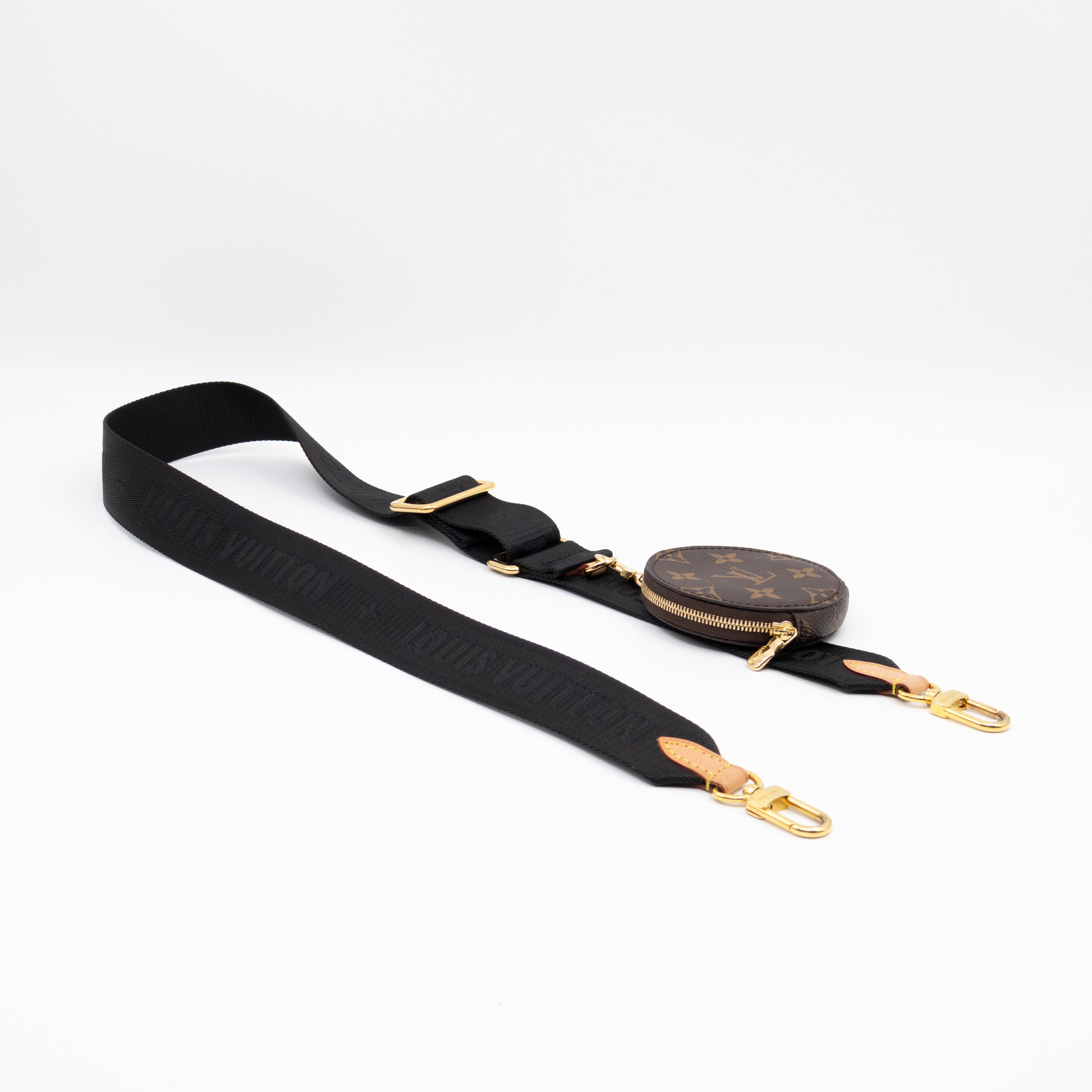 Bandoulière Shoulder Strap with Coin Purse Black Nylon