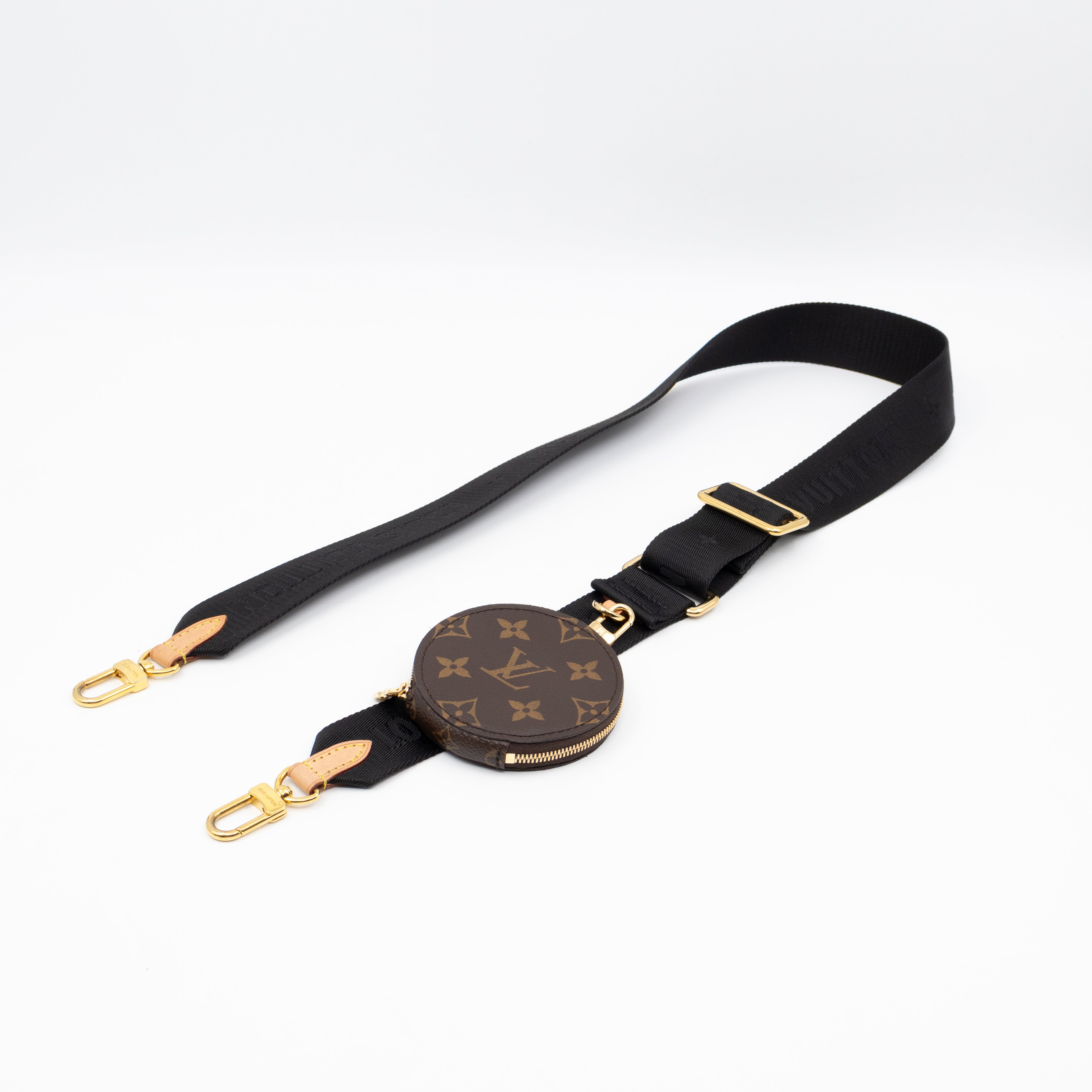 Bandoulière Shoulder Strap with Coin Purse Black Nylon