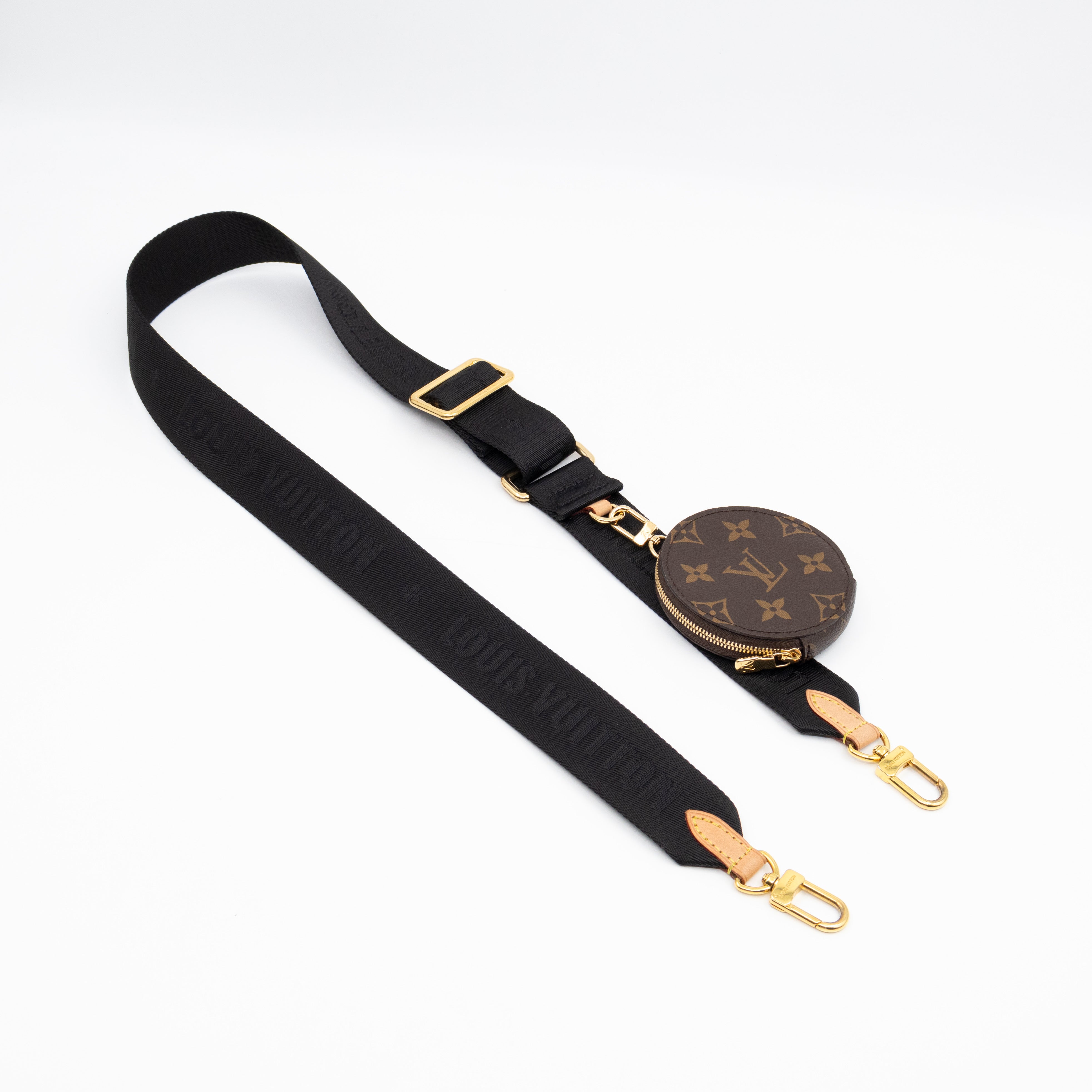 Bandoulière Shoulder Strap with Coin Purse Black Nylon