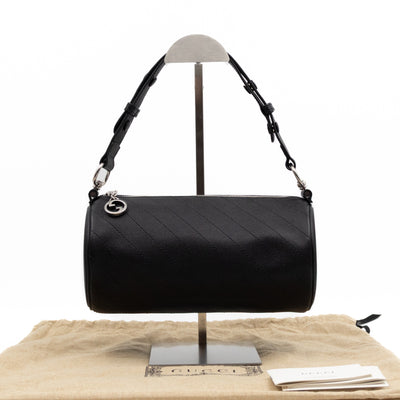Small Blondie Shoulder Bag Diagonal Quilted Black Leather