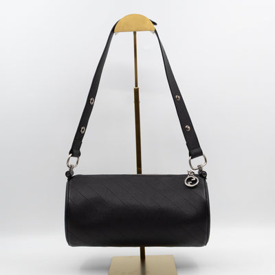 Small Blondie Shoulder Bag Diagonal Quilted Black Leather