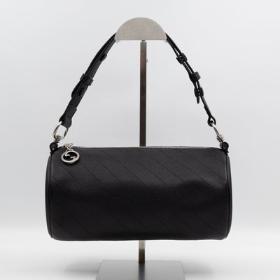 Small Blondie Shoulder Bag Diagonal Quilted Black Leather