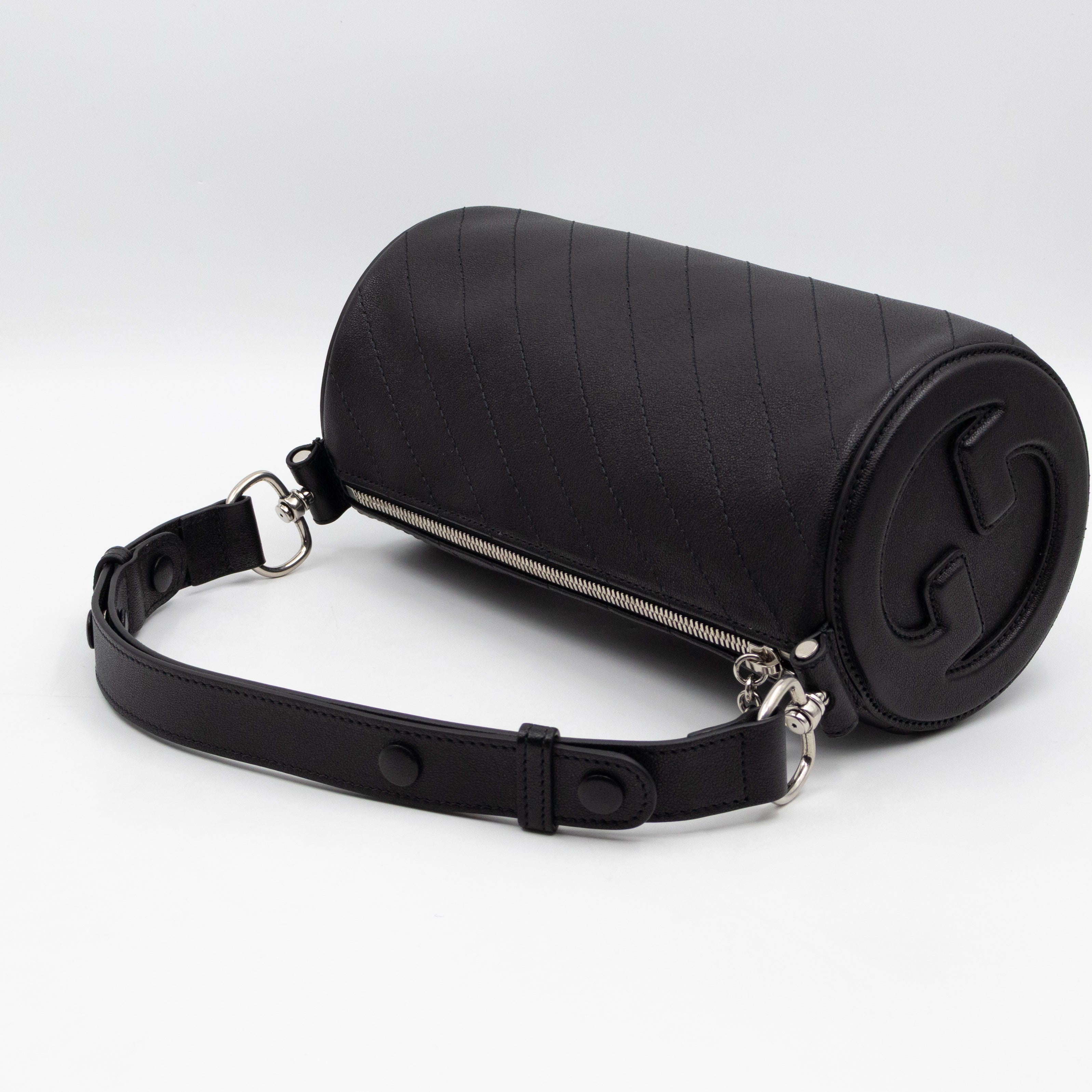 Small Blondie Shoulder Bag Diagonal Quilted Black Leather